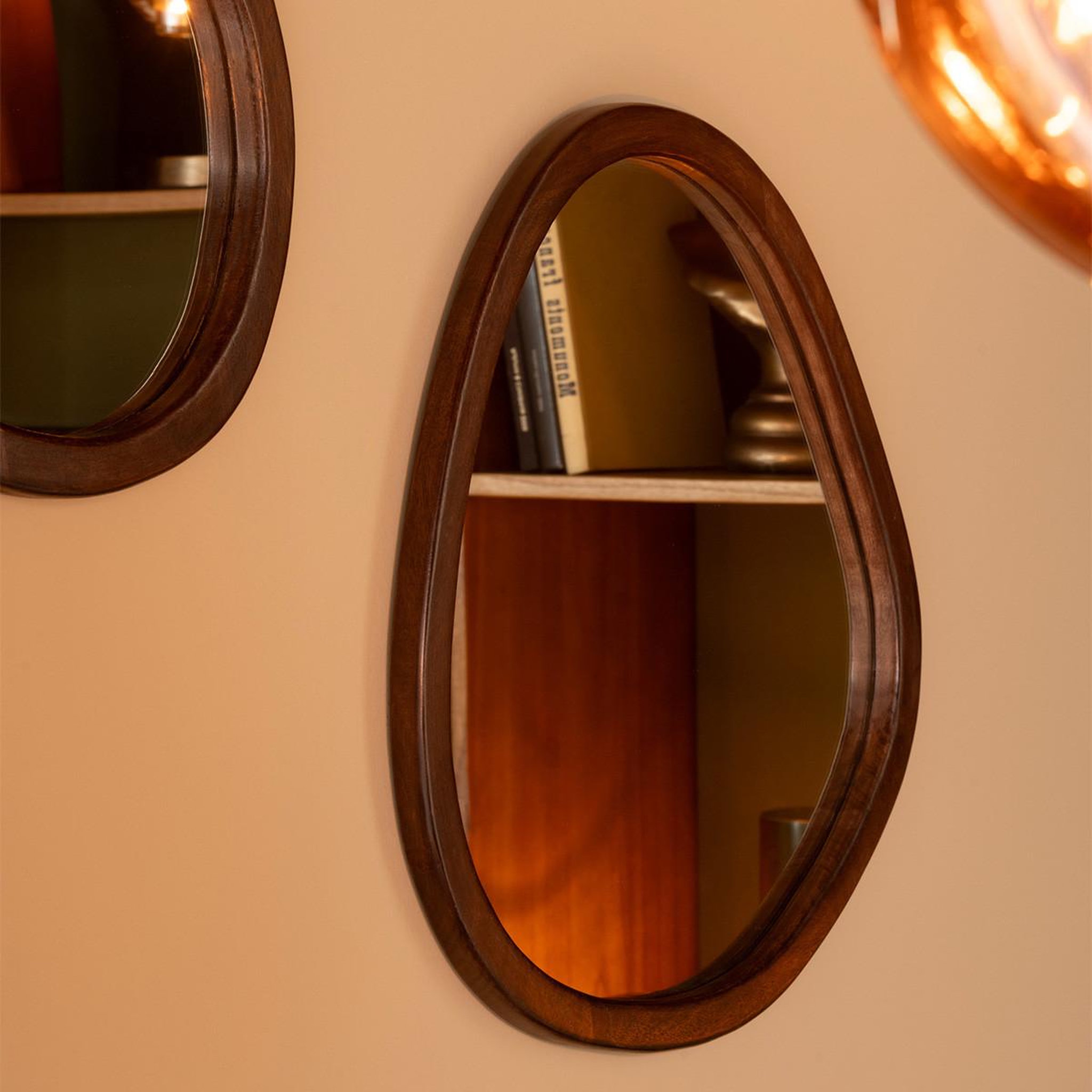 Voir la diapositive 4 : J-LINE Miroir Mural en Bois  Whisp  59cm Marron