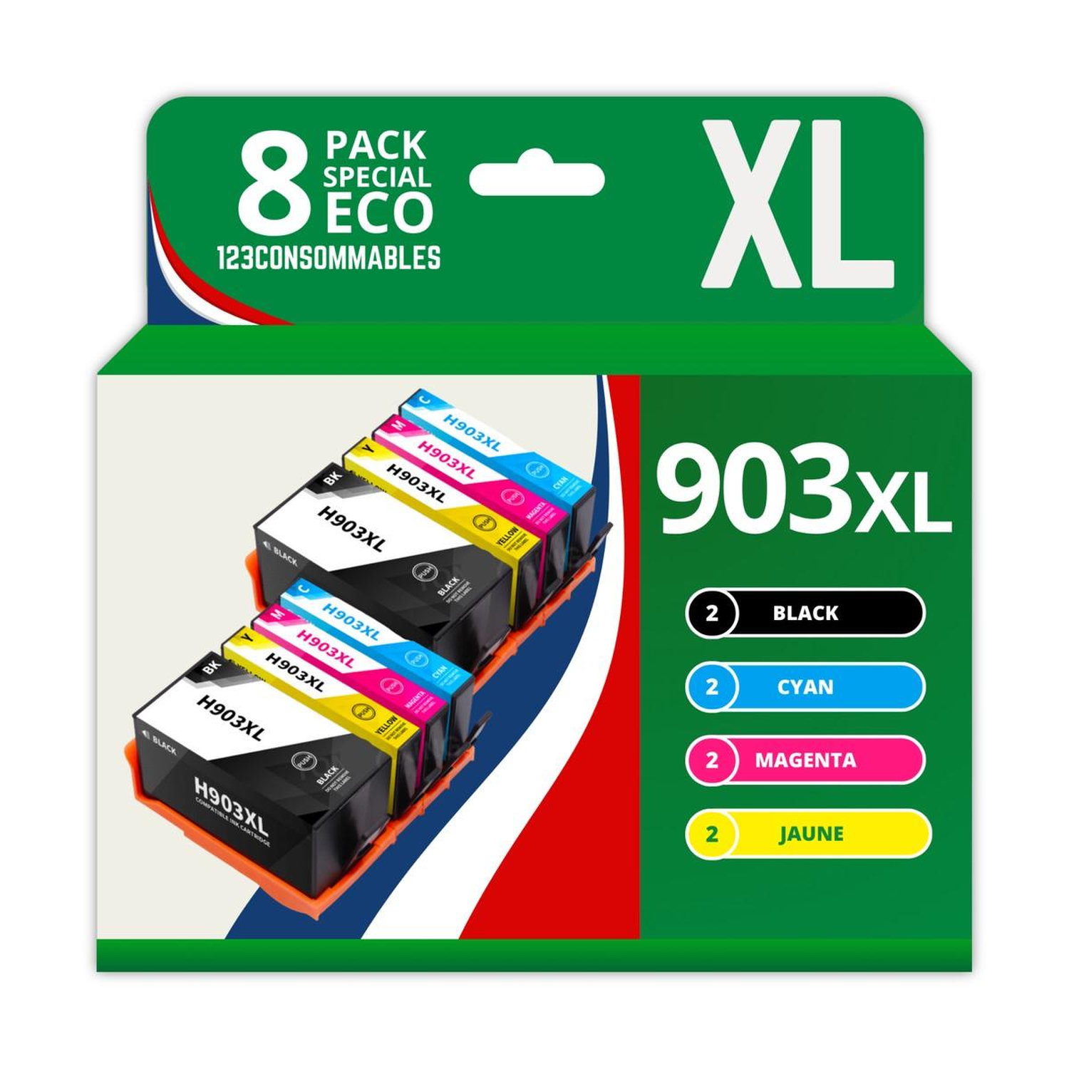 123CONSOMMABLES 903 Cartouche compatible avec HP 903 903XL Cartouches d'encre pour HP Officejet 6950 6960 Officejet Pro 6960 6970 pack de 12 Neuf - vue 8