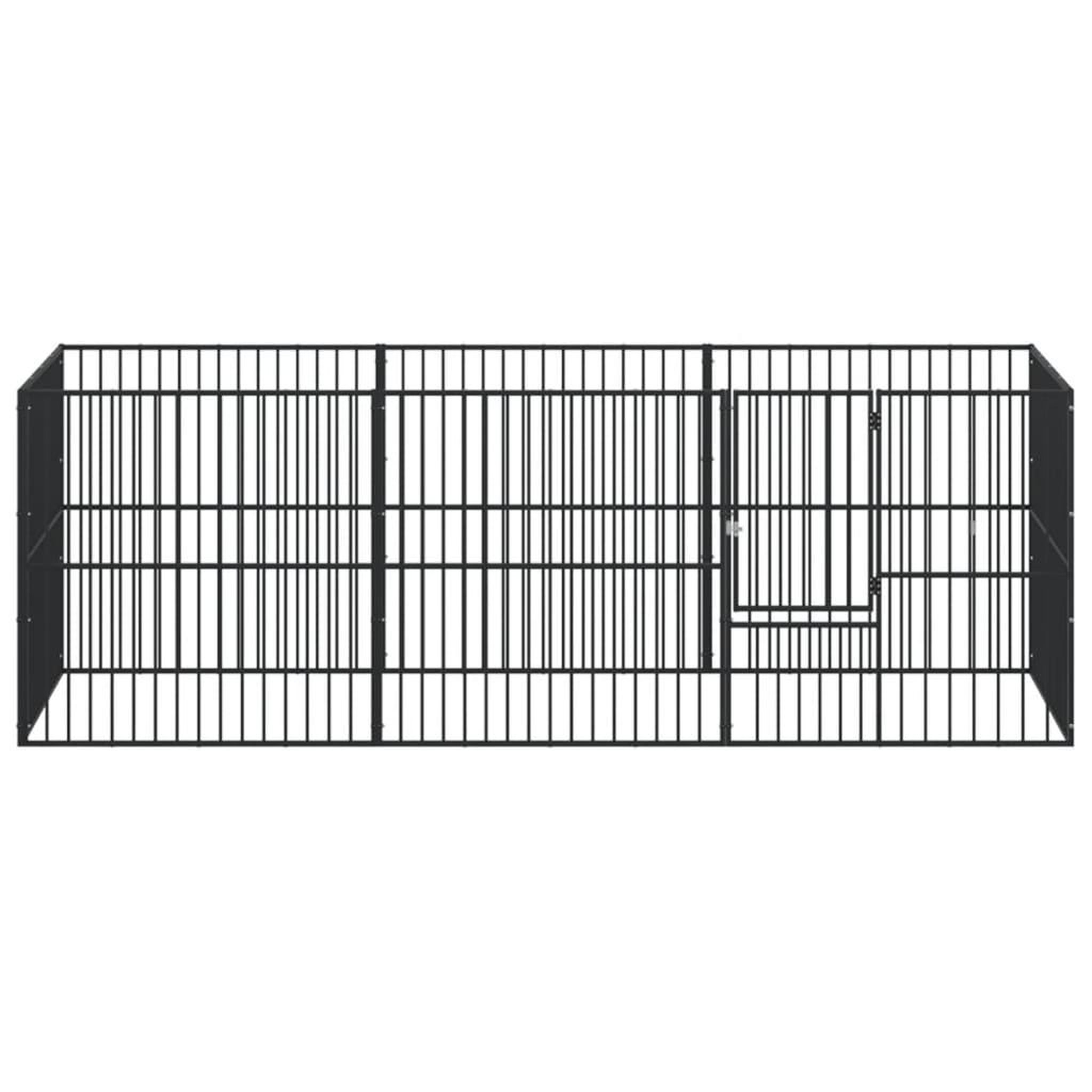 Voir la diapositive 4 : VIDAXL Parc pour chien 8 panneaux noir acier galvanise