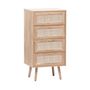Voir la diapositive 4 : SWEEEK Commode chiffonnier 4 tiroirs décor bois et cannage