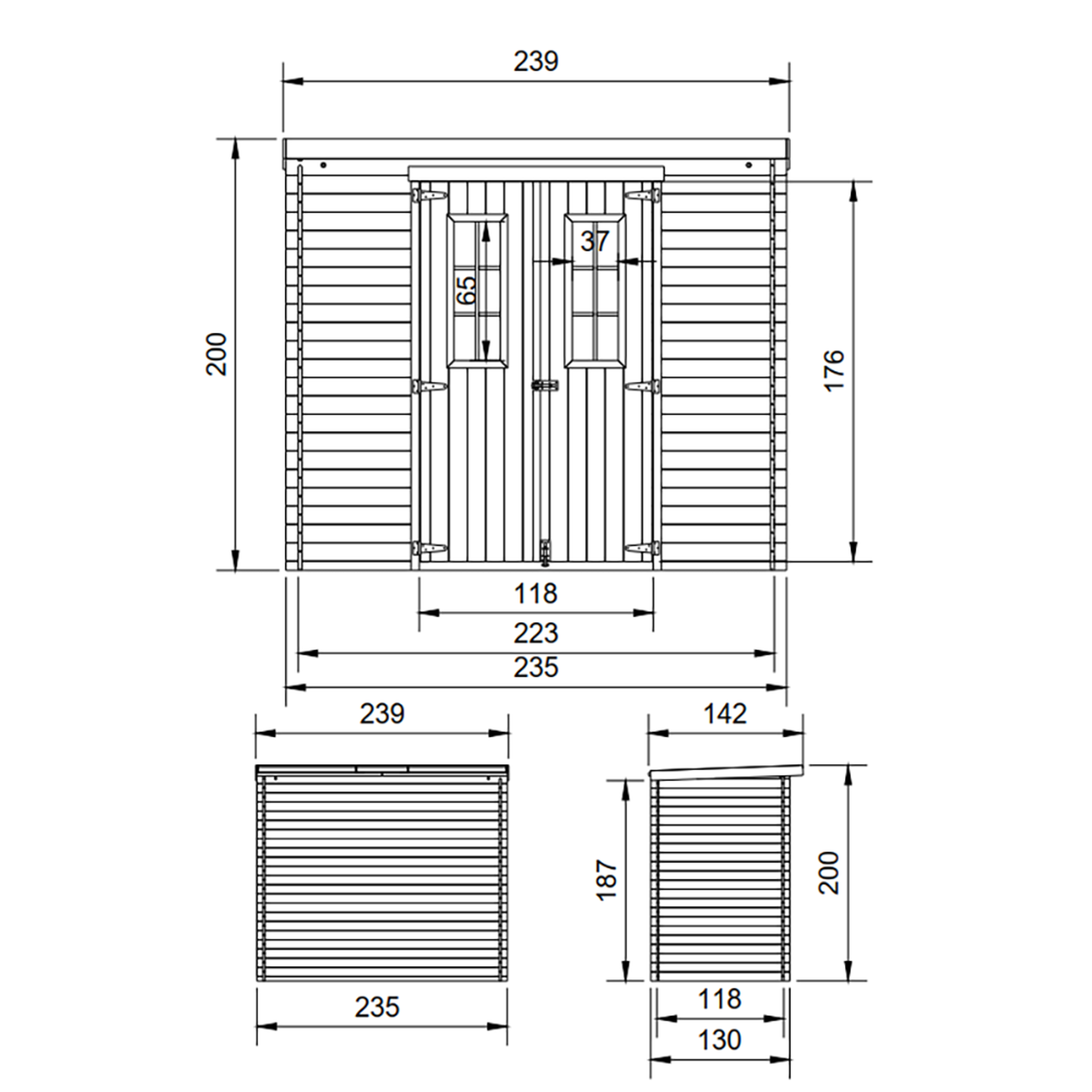 Voir la diapositive 6 : TIMBELA Abri de Jardin en Bois 2,63 m², Cabanon Jardin Exterieur à Outils et Velo avec Fenêtres M310C