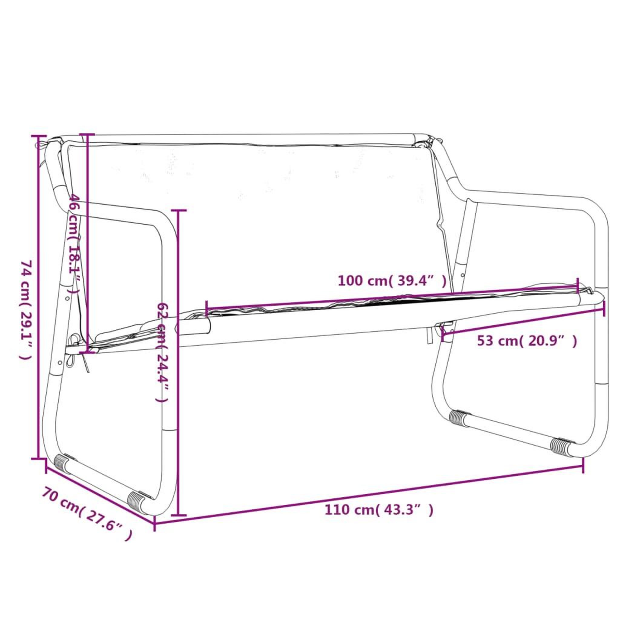 Voir la diapositive 6 : VIDAXL Banc de jardin a 2 places avec coussin anthracite acier