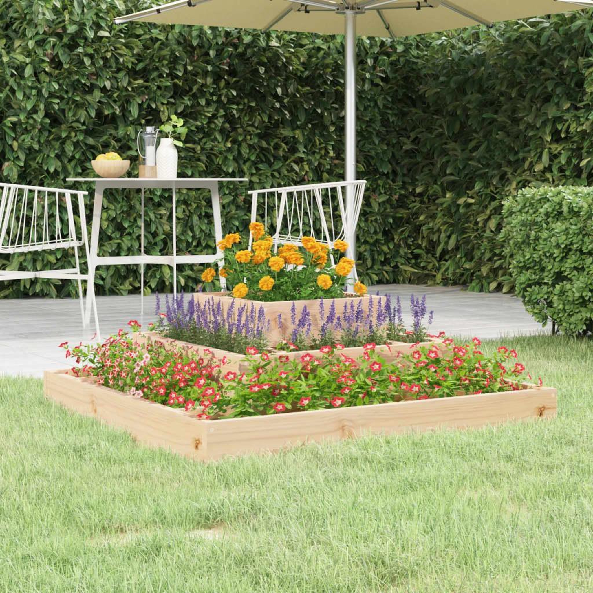 Voir la diapositive 1 : VIDAXL Jardiniere 80x80x27 cm Bois massif de pin