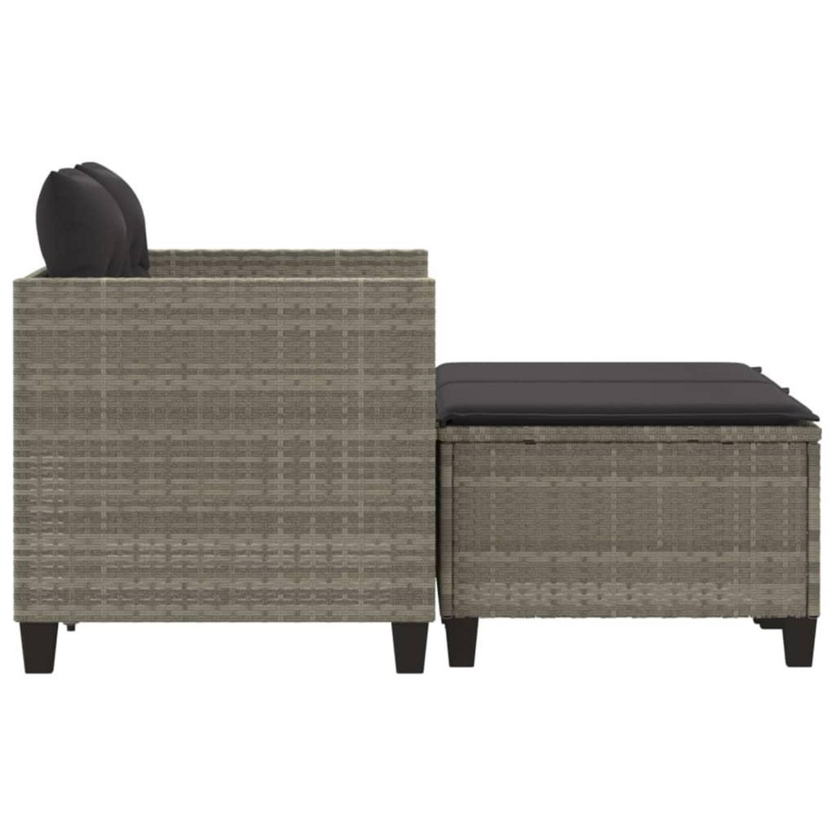 VIDAXL Canape de jardin 2 places avec tabourets gris clair poly rotin