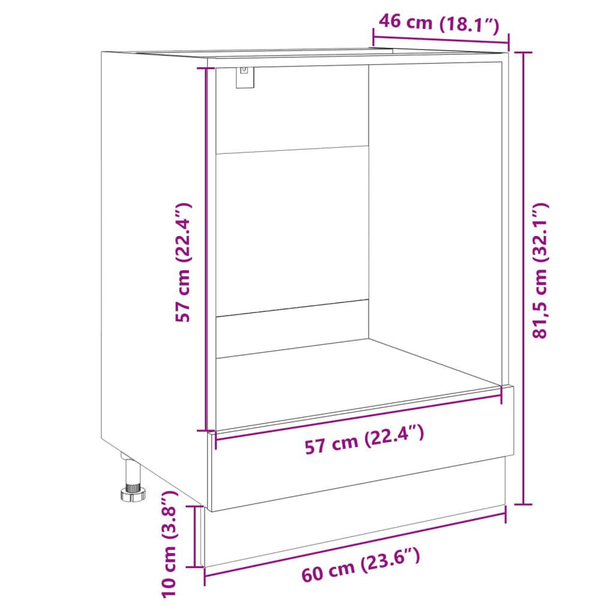 Voir la diapositive 6 : VIDAXL Armoire a four Chene sonoma 60x46x81,5 cm Agglomere