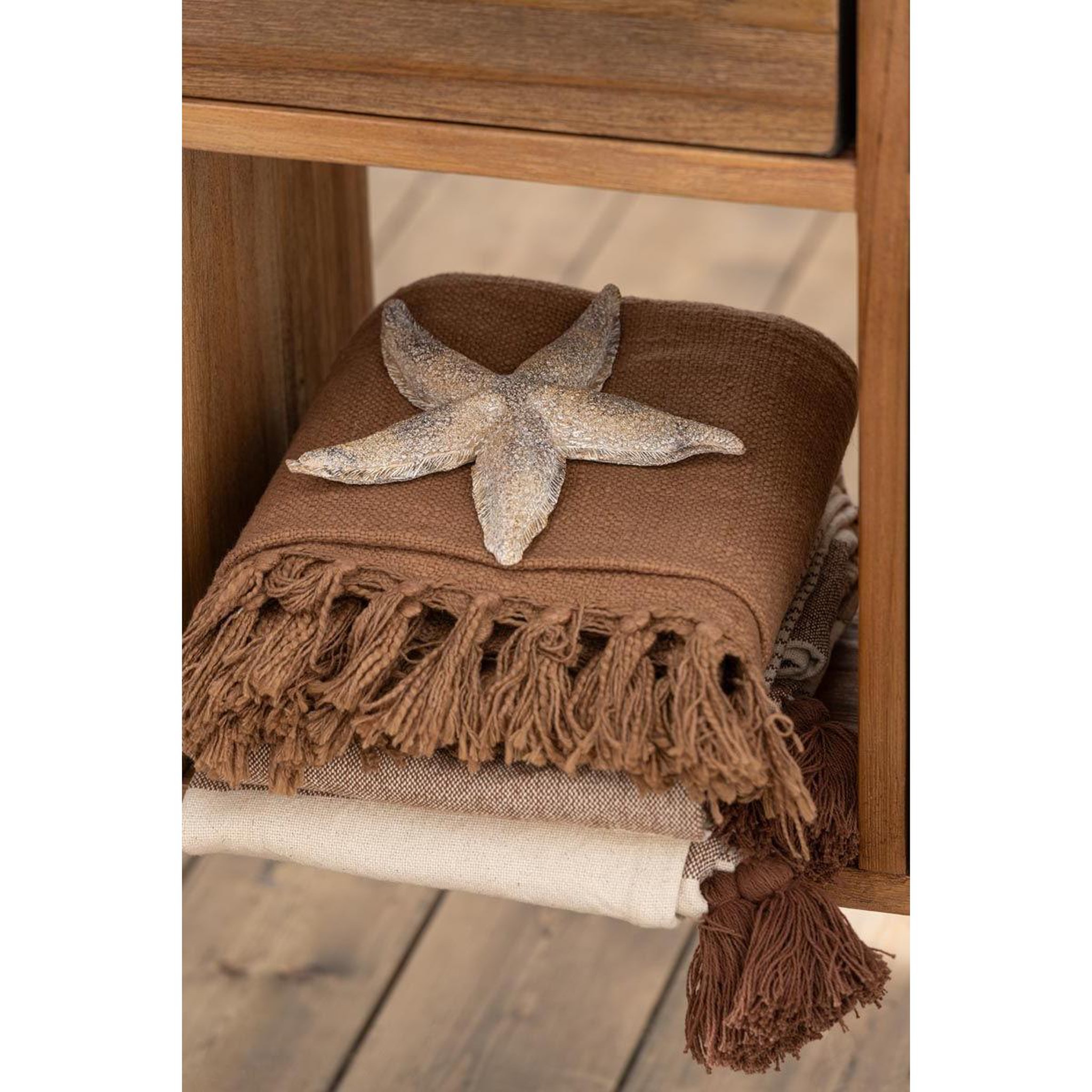 Voir la diapositive 5 : J-LINE Plaid design ethnique  camel  130x170cm marron