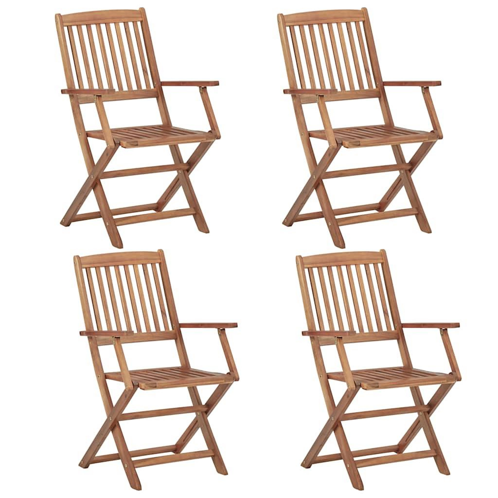 Voir la diapositive 3 : VIDAXL Chaises pliables de jardin lot de 4 avec coussins Bois d'acacia