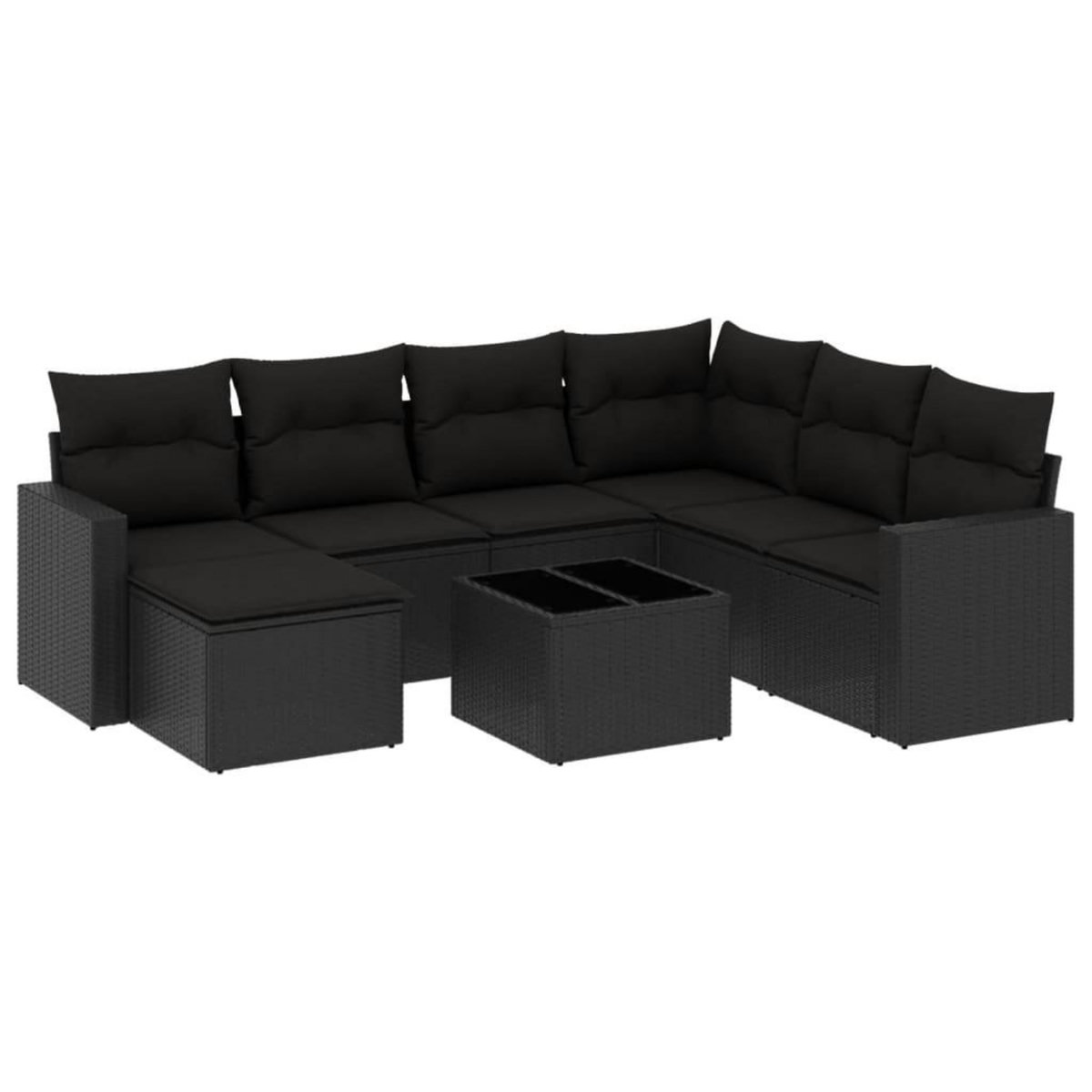 VIDAXL Salon de jardin 8 pcs avec coussins noir resine tressee