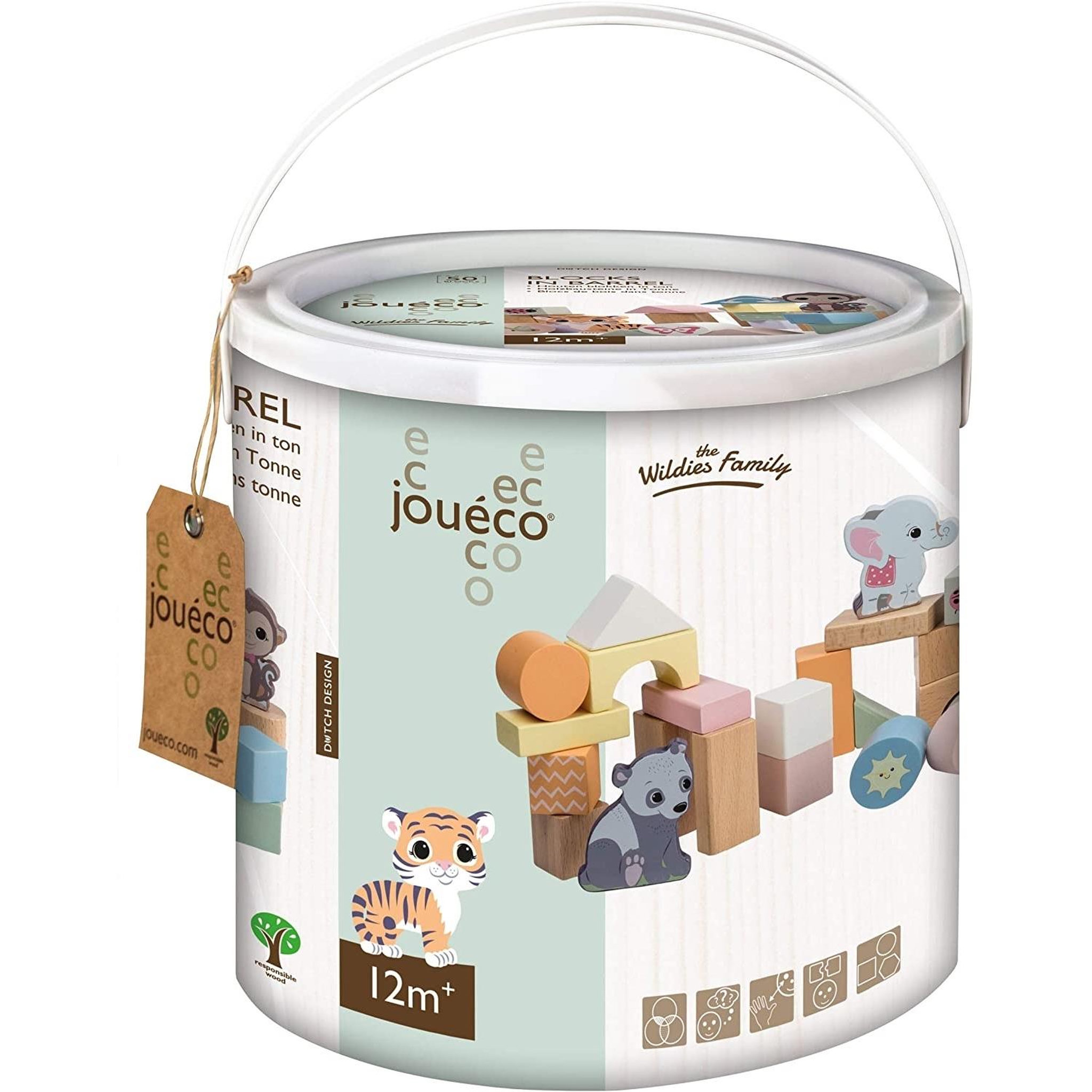 JohnToy Jouéco® The Wildies Family - Blocs de construction en bois