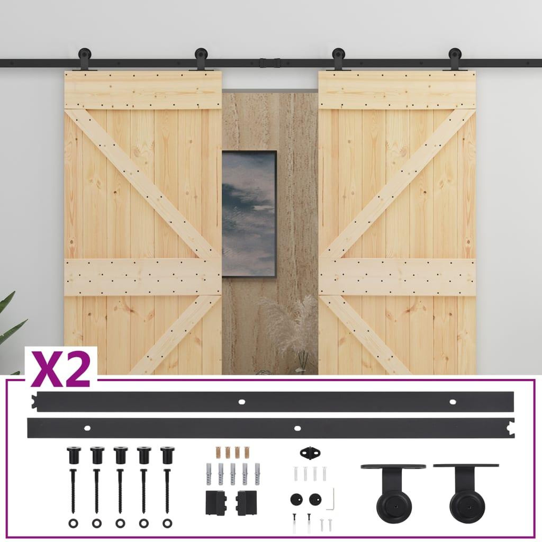 Voir la diapositive 2 : VIDAXL Porte coulissante avec kit de quincaillerie 80x210cm Pin massif