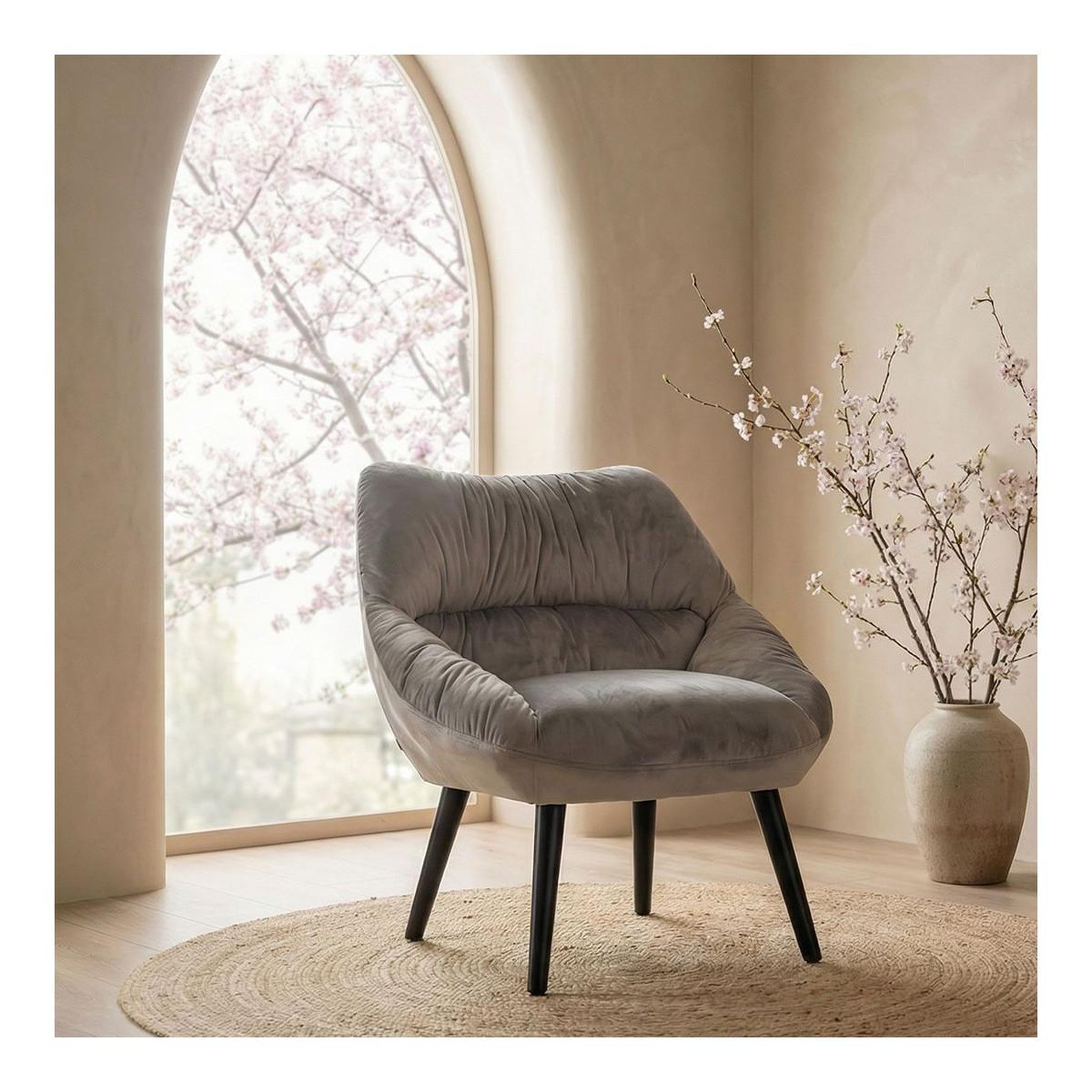 Voir la diapositive 6 : Paris Prix Fauteuil design en velours  neal  74cm gris