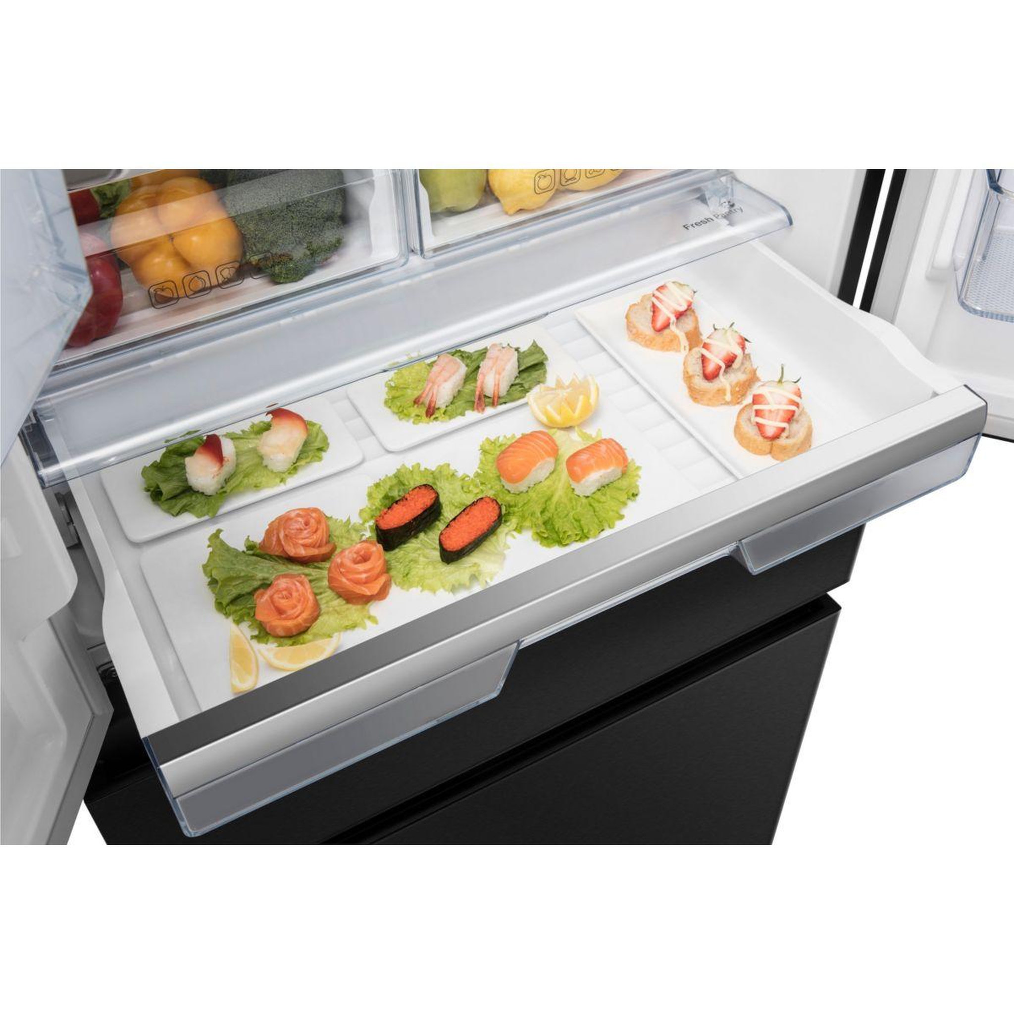Voir la diapositive 3 : ESSENTIEL B Réfrigérateur multi portes ERMVE180-80hin1