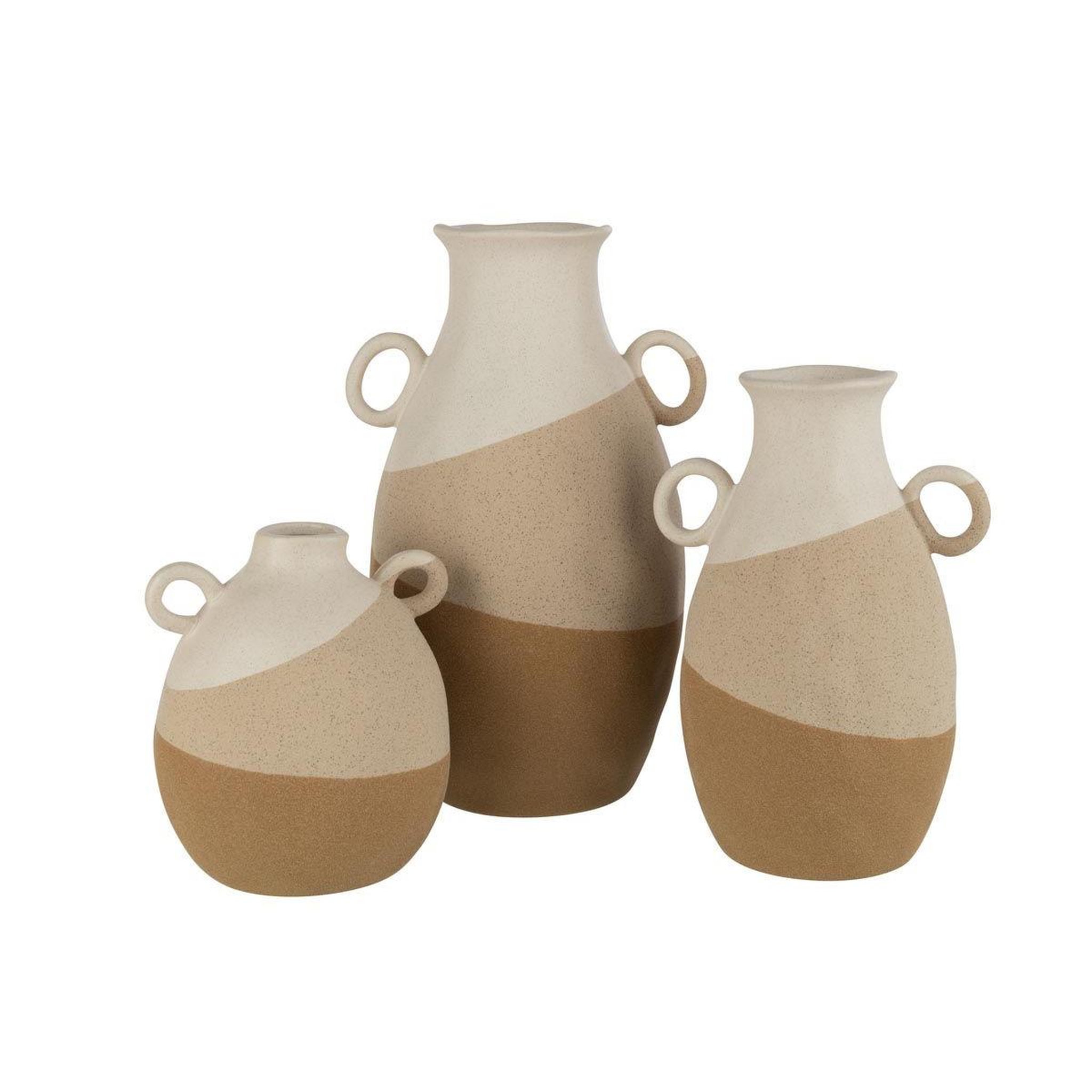 Voir la diapositive 2 : J-LINE Vase à oreilles  charley  19cm beige