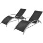 Voir la diapositive 2 : VIDAXL Chaises longues avec table Aluminium Noir