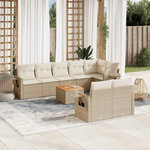 VIDAXL Salon de jardin avec coussins 9 pcs beige resine tressee