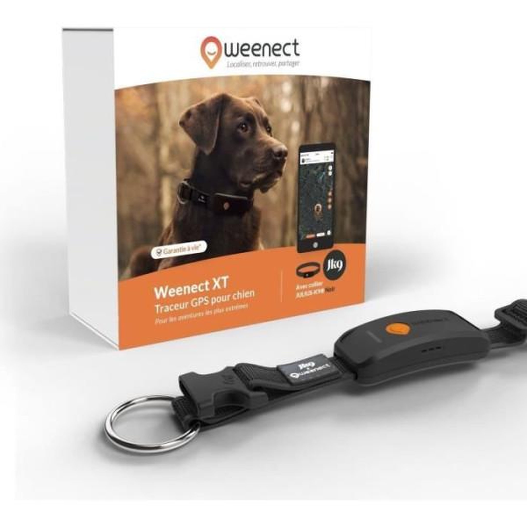 WEENECT Collier gps pour chien - weenect chien xt - antenne xl - etanche - collier julius-k9 - fonctionne avec abonnement - noir