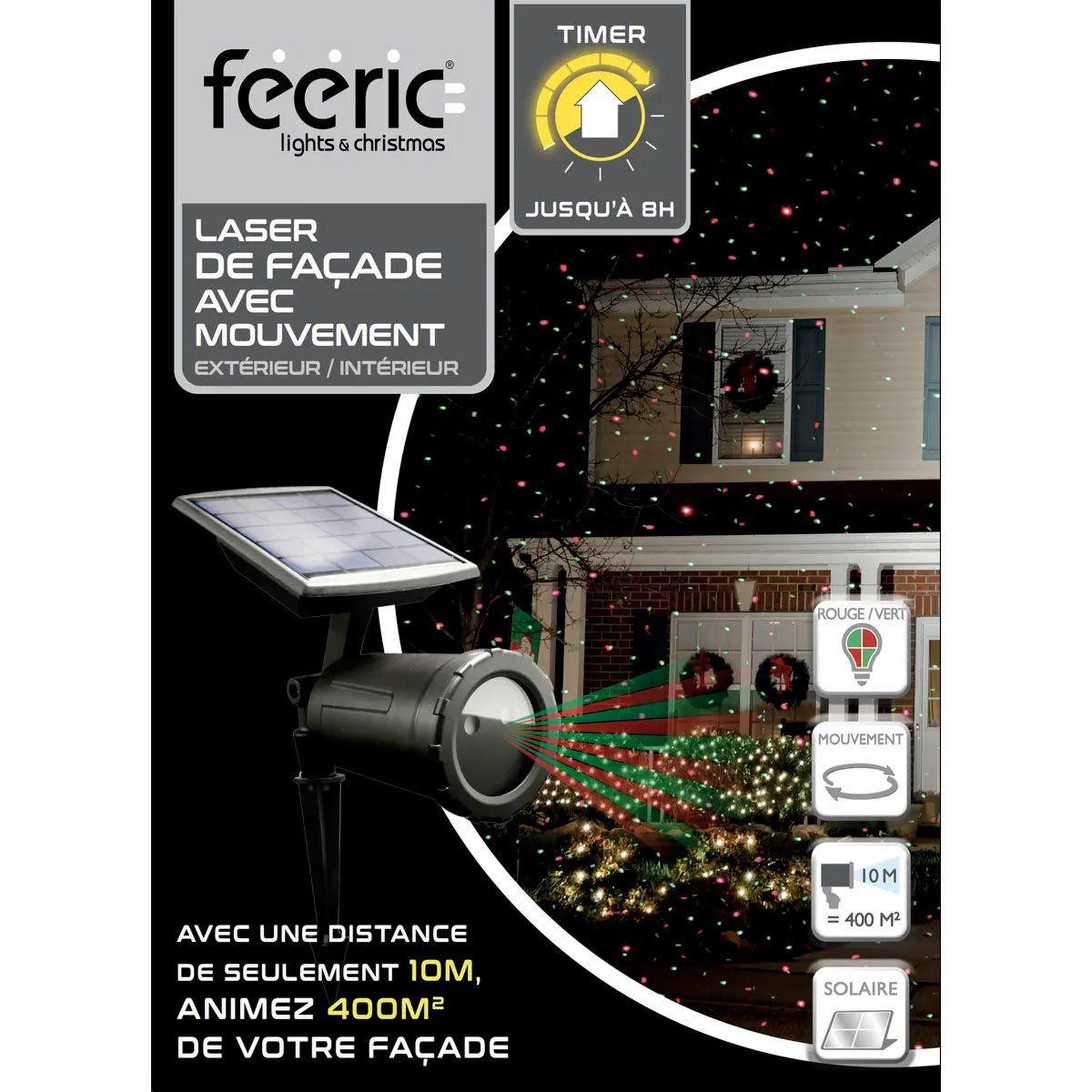 Voir la diapositive 2 : FEERIC LIGHT & CHRISTMAS Laser de façade solaire  mouvement  19cm noir