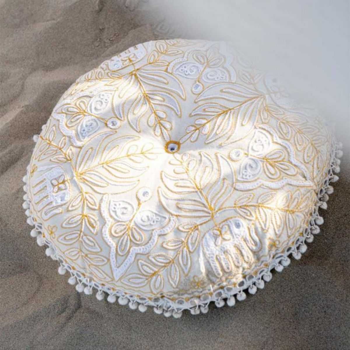 Paris Prix Coussin de Sol Rond  Éléphants  50cm Crème