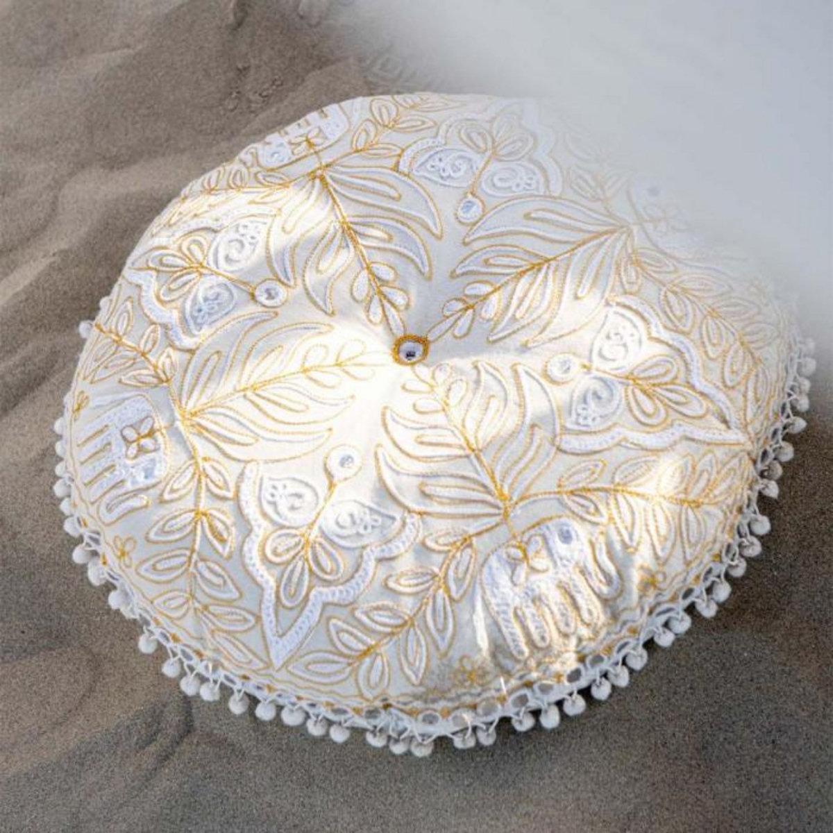 Paris Prix Coussin de Sol Rond  Éléphants  50cm Crème