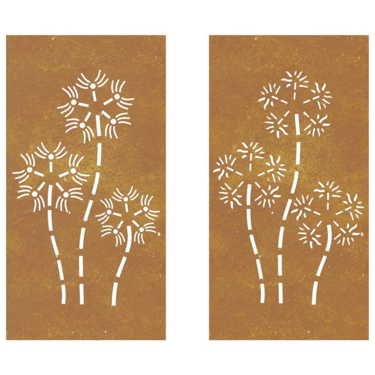 VIDAXL Decorations murales de jardin 2pcs 105x55 cm design de fleur