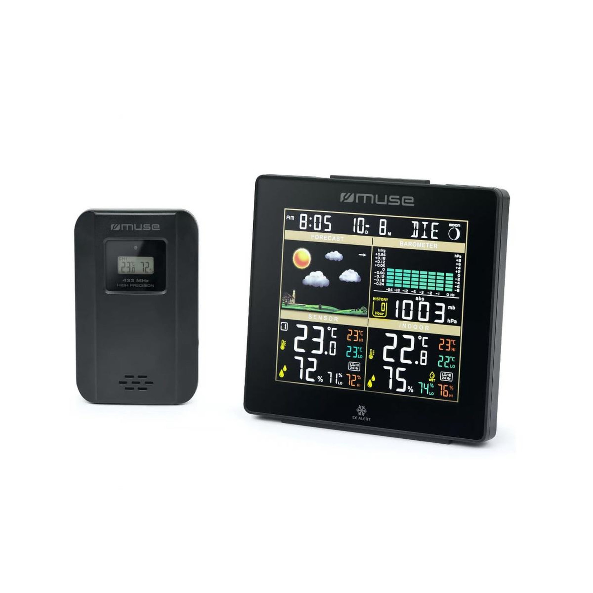 Voir la diapositive 3 : Muse Station météo noir lcd noir - m085ws