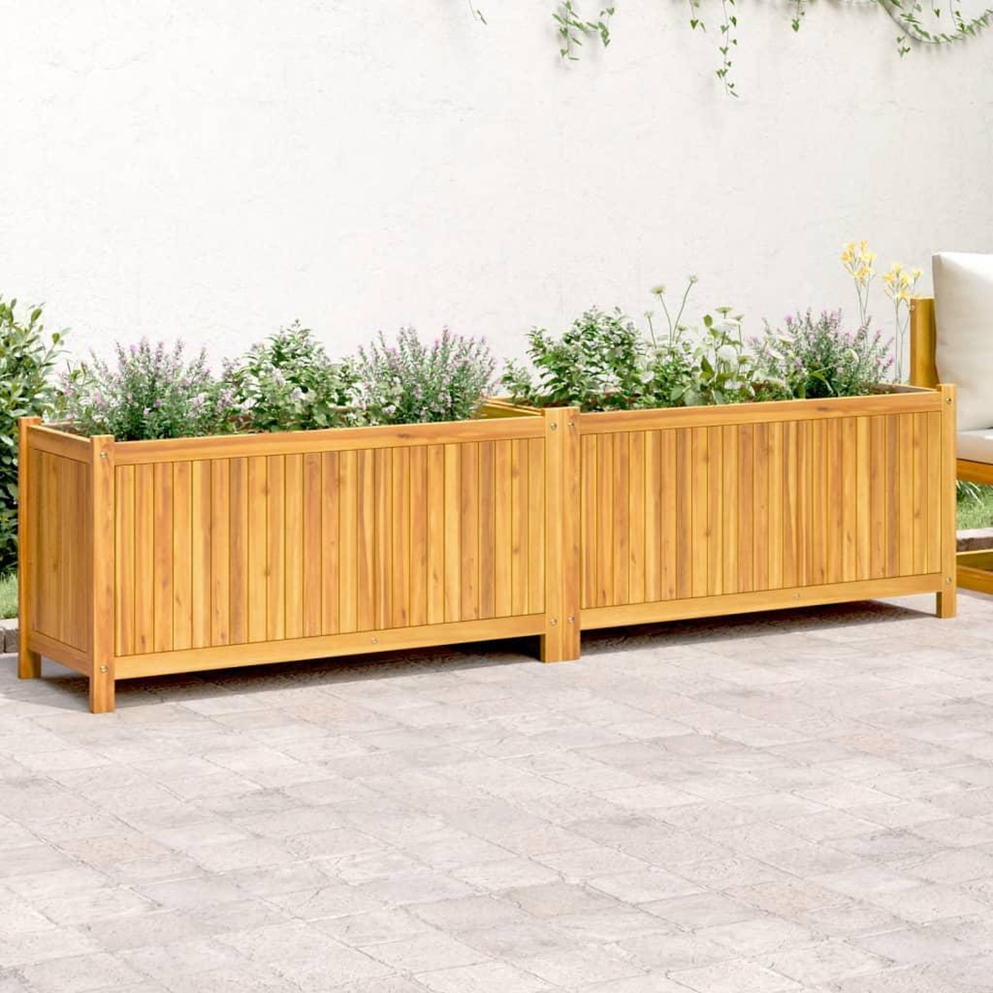 VIDAXL Jardiniere avec doublure 199x38,5x50 cm bois massif d'acacia