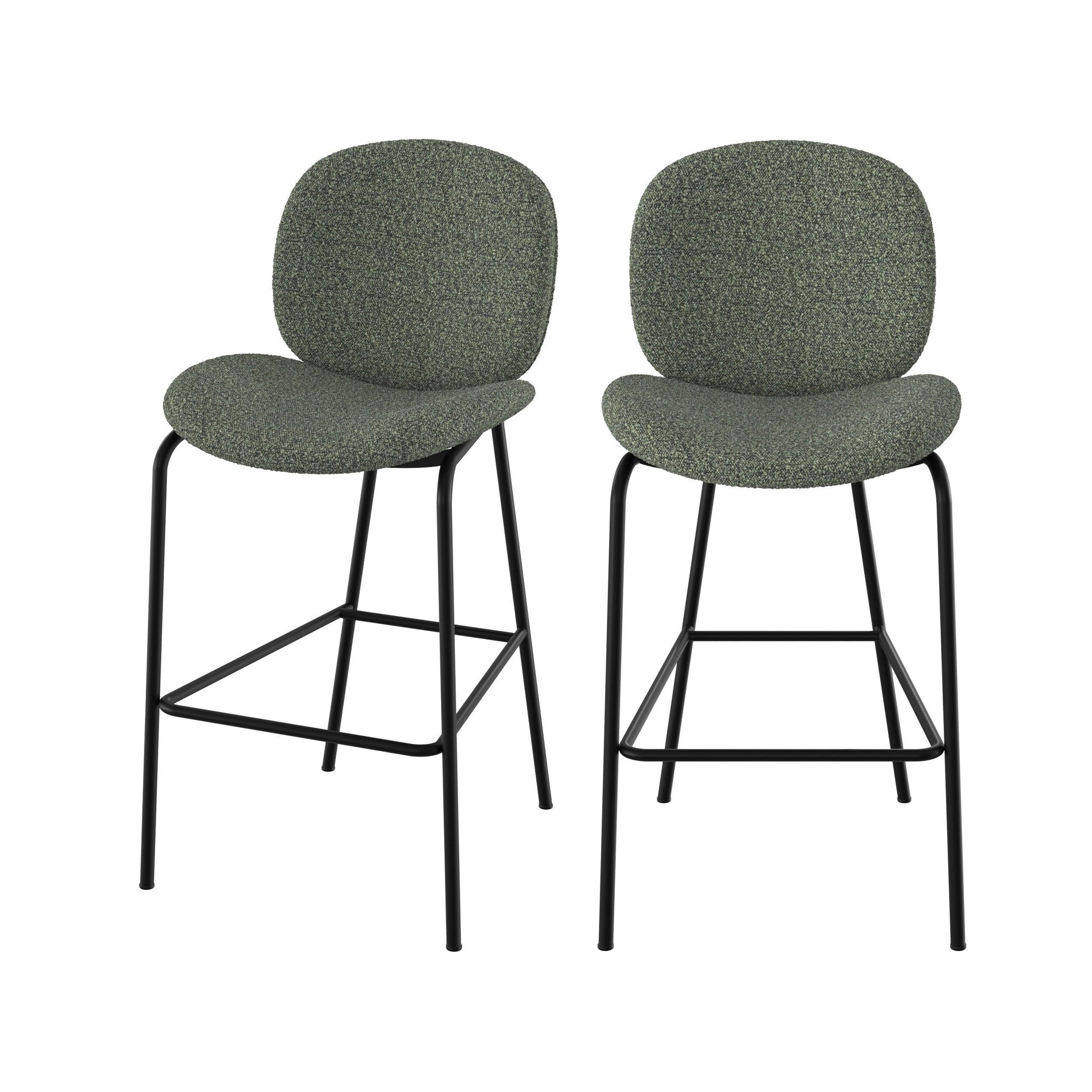 MAISON PAVANE Lot de 2 chaises pour îlot central en tissu bouclé vert 63,5 cm-iris