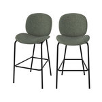 Rendez vous déco Lot de 2 chaises pour îlot central en tissu bouclé vert 63,5 cm-Iris