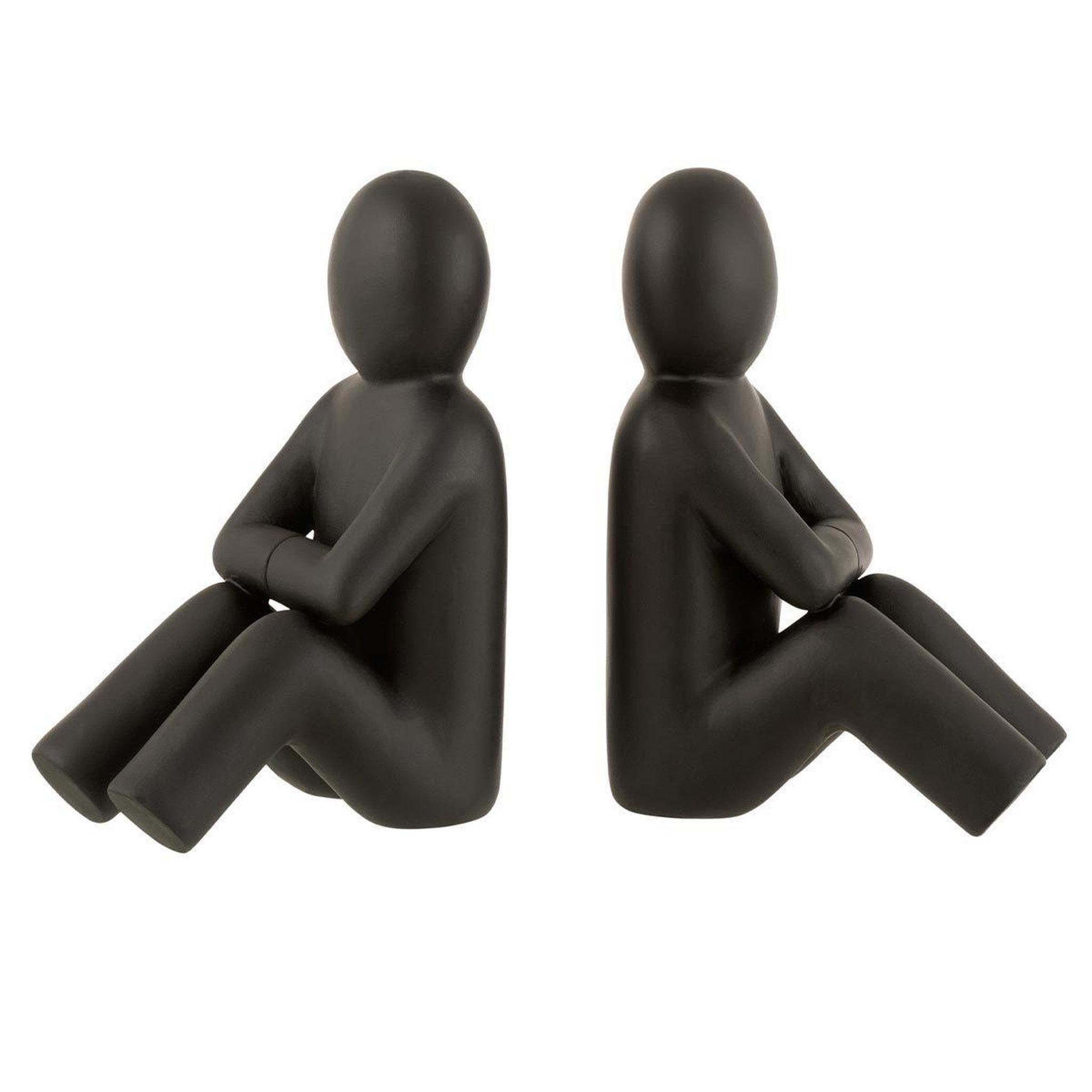 J-LINE Lot de 2 serre-livres déco  p'tit maurice  32cm noir