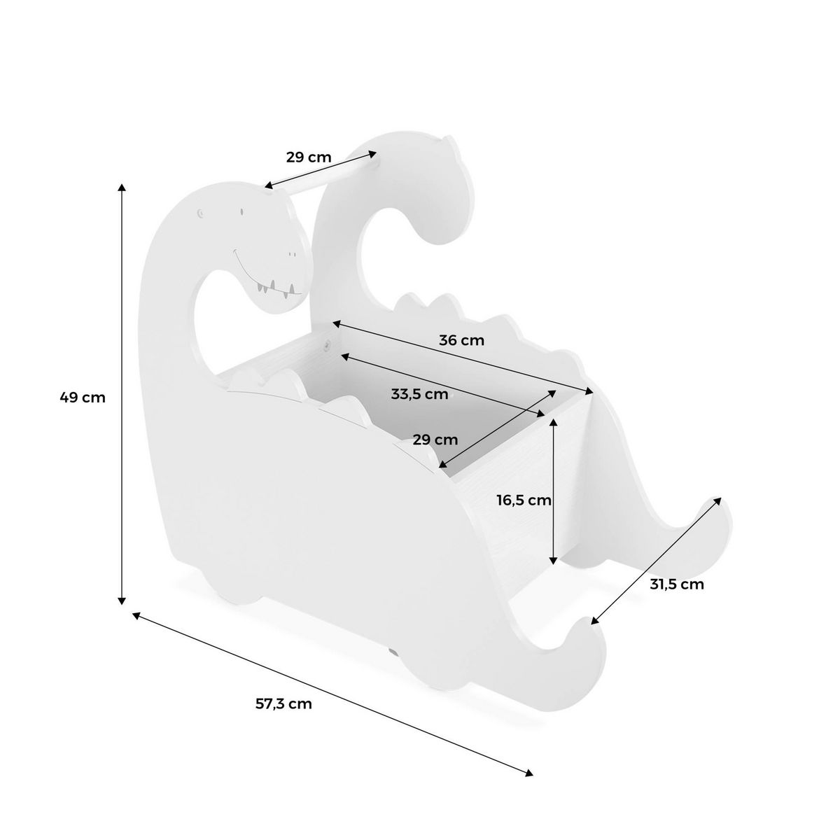 SWEEEK Coffre à jouets avec roulettes. pour enfant dinosaure