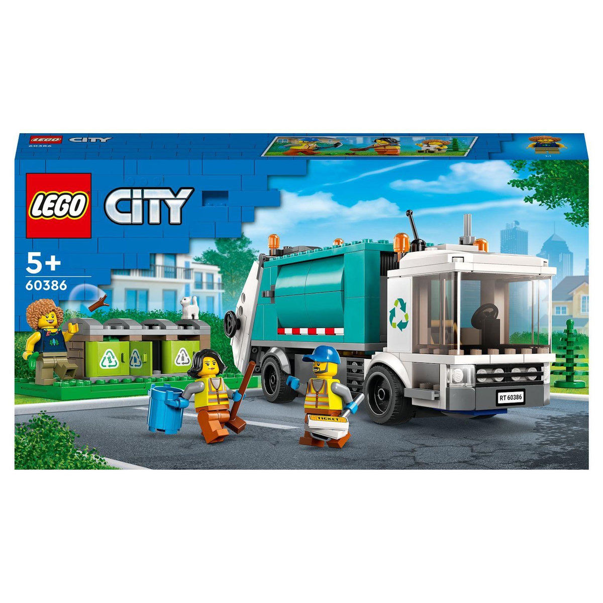 LEGO City 60386 Le camion de recyclage,  Jouet Camion-Poubelle, Jeu Éducatif 