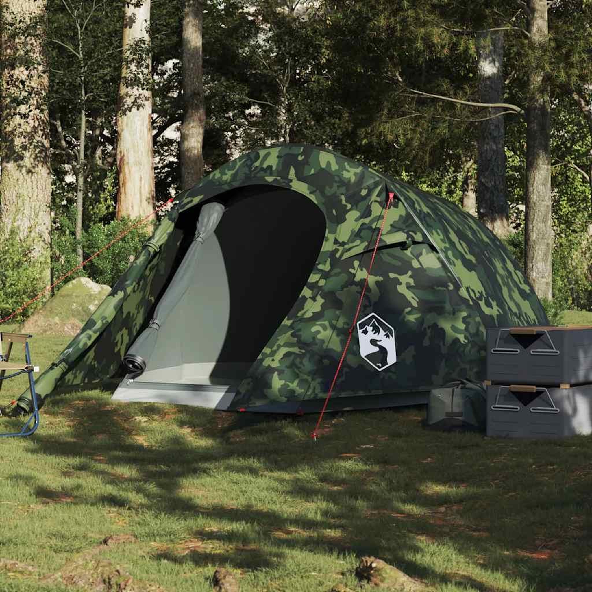 VIDAXL Tente de camping tunnel 3 personnes camouflage impermeable