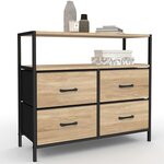 ID MARKET Commode 4 tiroirs en tissu UTAH 80 cm meuble de rangement design industriel