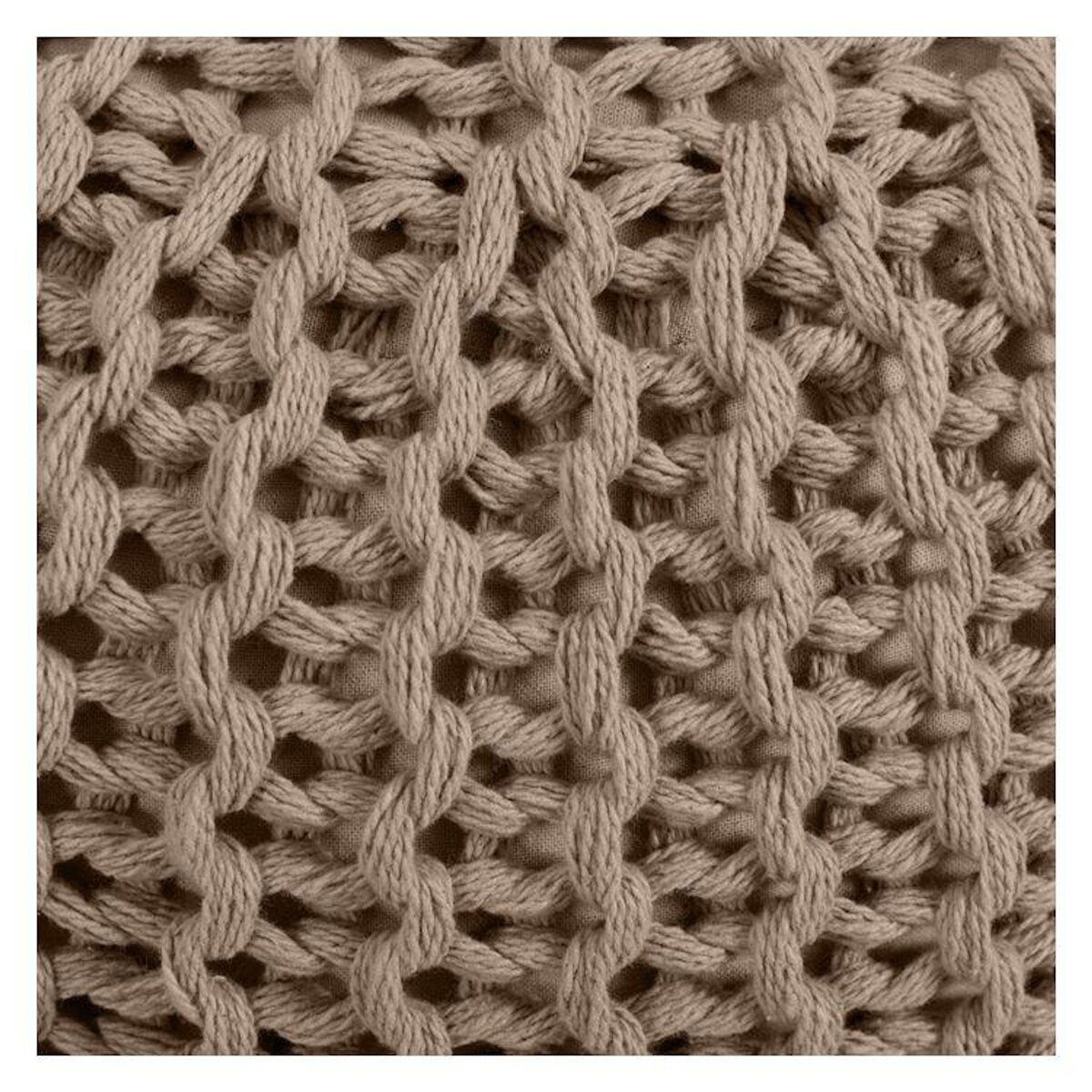 Rendez vous déco Pouf tricot rond en coton jaune moutarde D40 cm - Elisa