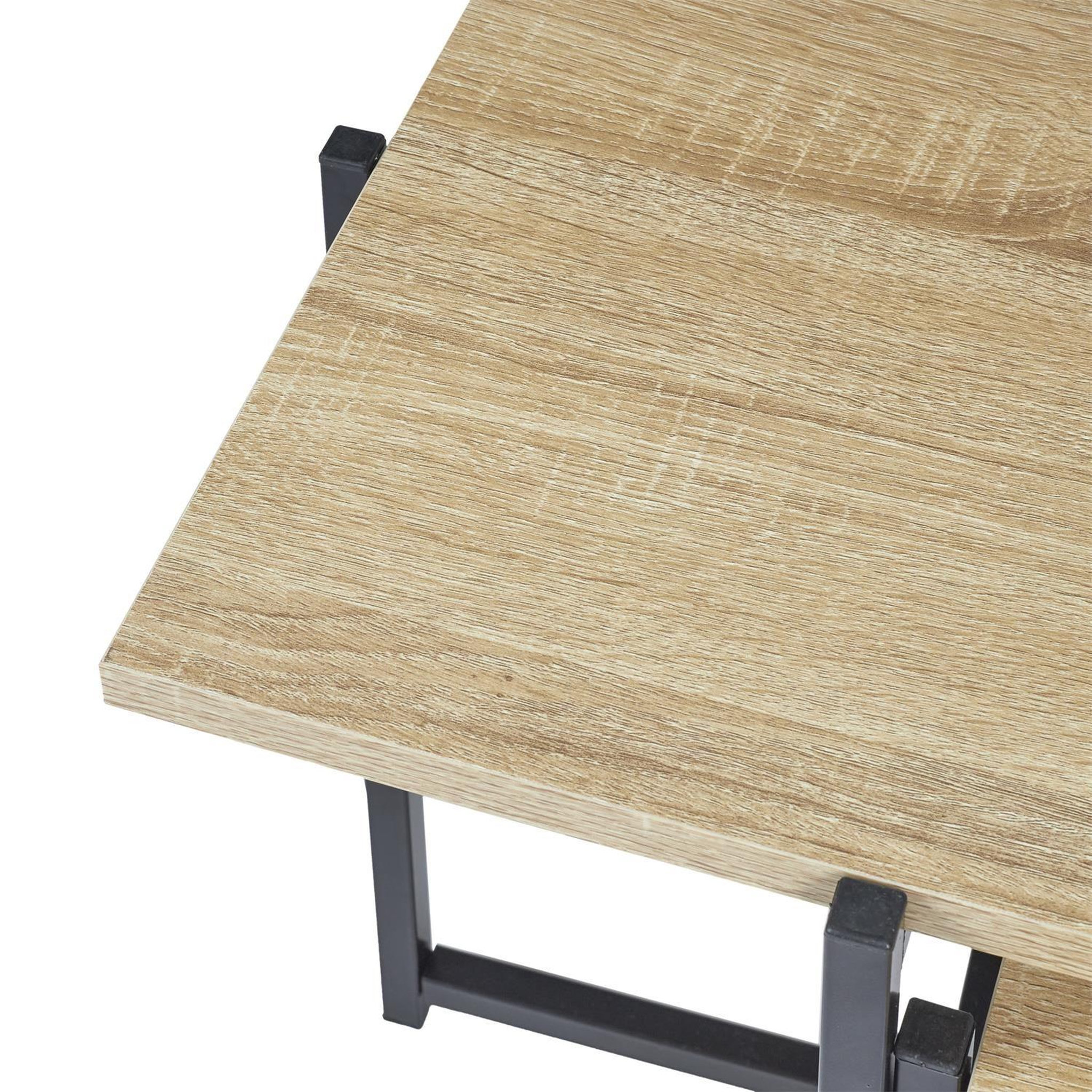 Voir la diapositive 4 : The Home Deco Factory Lot de 2 tables gigognes en bois et métal kalo - marron et noir