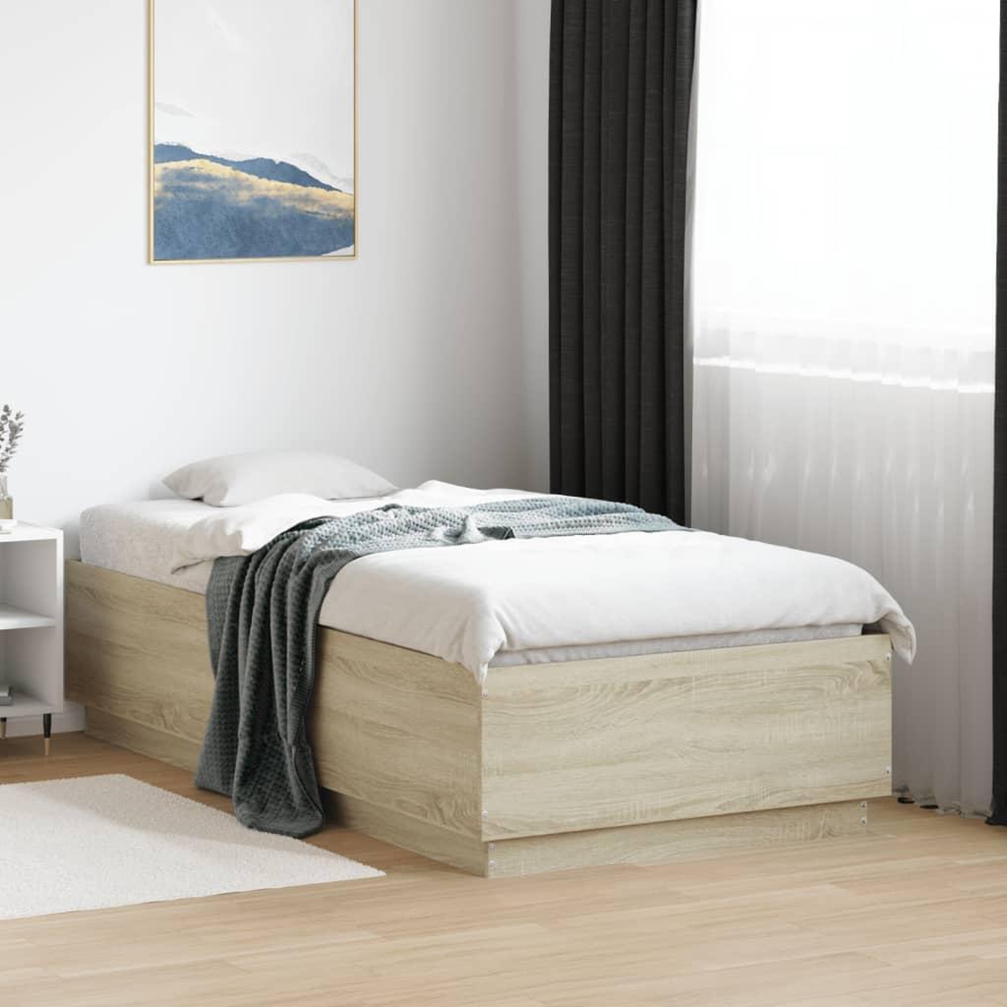 VIDAXL Cadre de lit avec LED sans matelas chene sonoma 90x190 cm