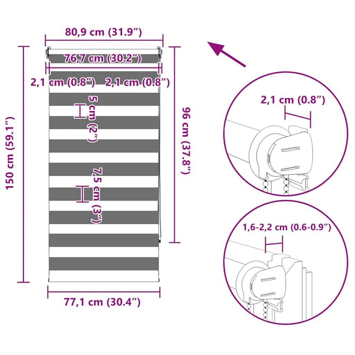 VIDAXL Store enrouleur tamisant 80 x 150 cm marron