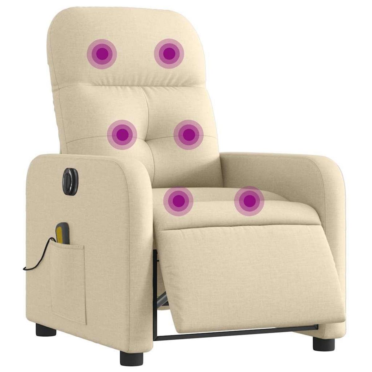VIDAXL Fauteuil inclinable de massage electrique creme tissu