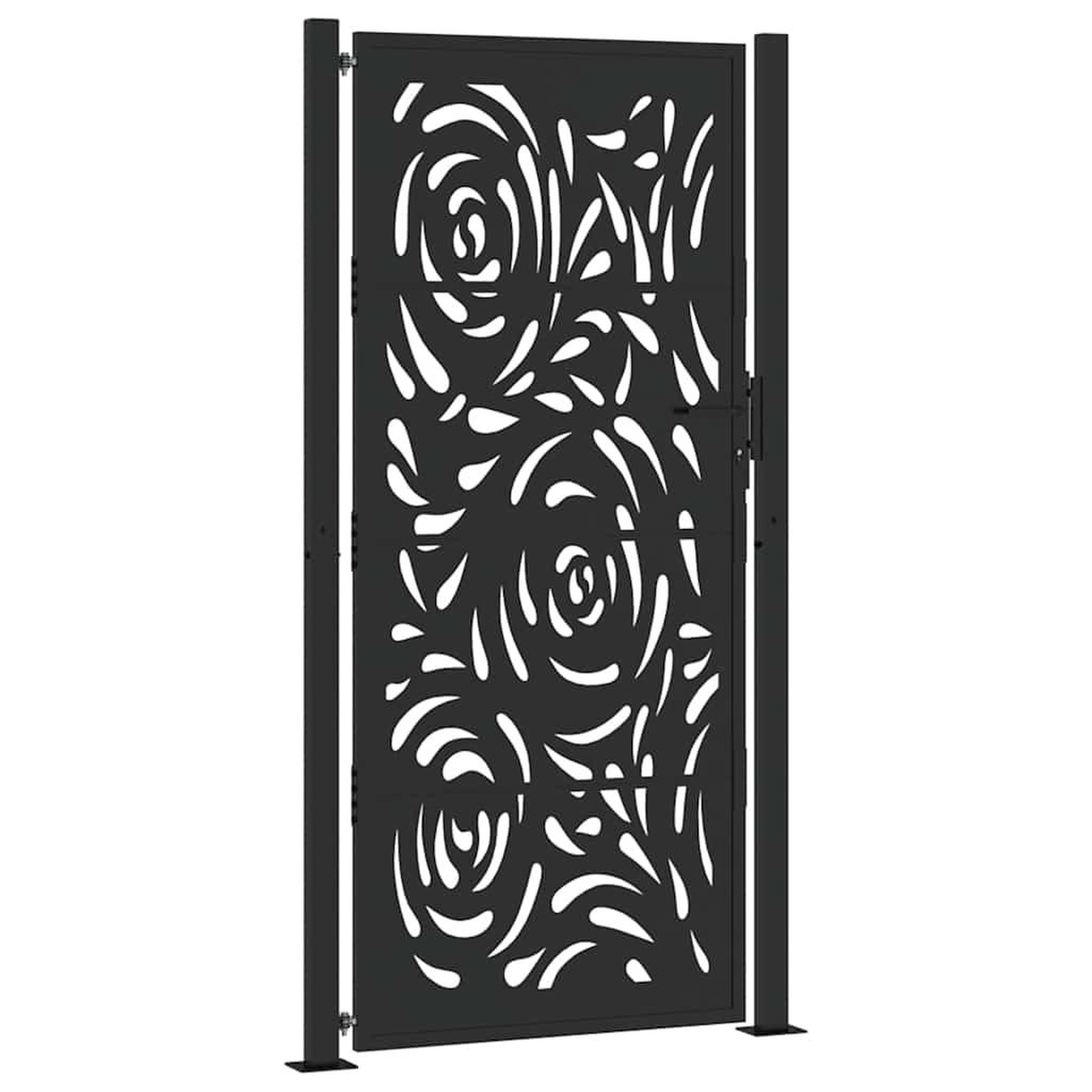 Voir la diapositive 2 : VIDAXL Portail de jardin noir 105x205 cm acier conception de flamme