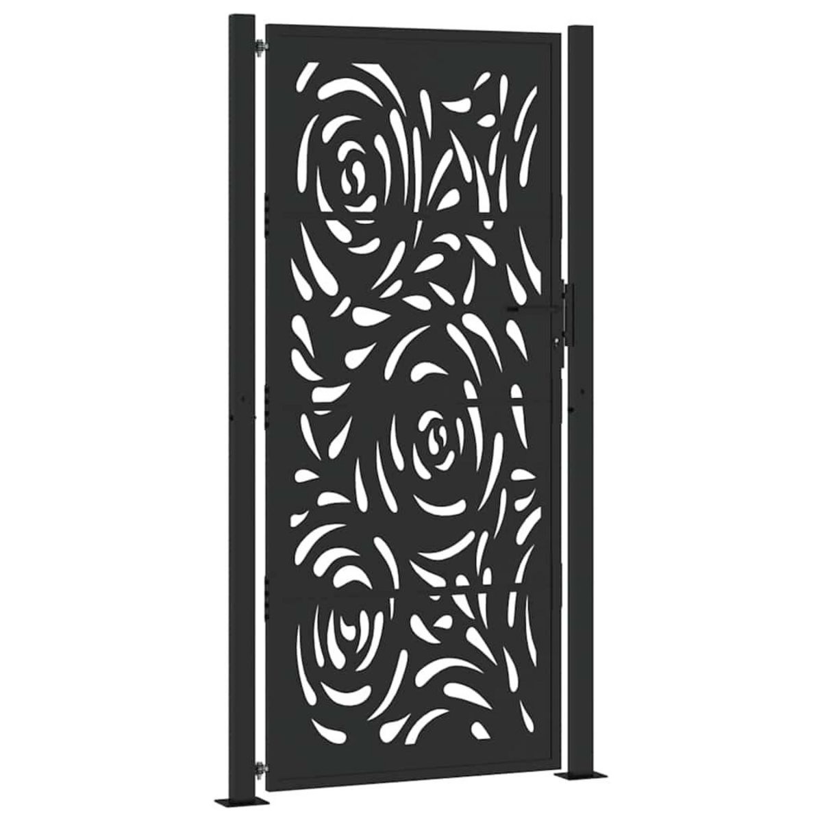 VIDAXL Portail de jardin noir 105x205 cm acier conception de flamme