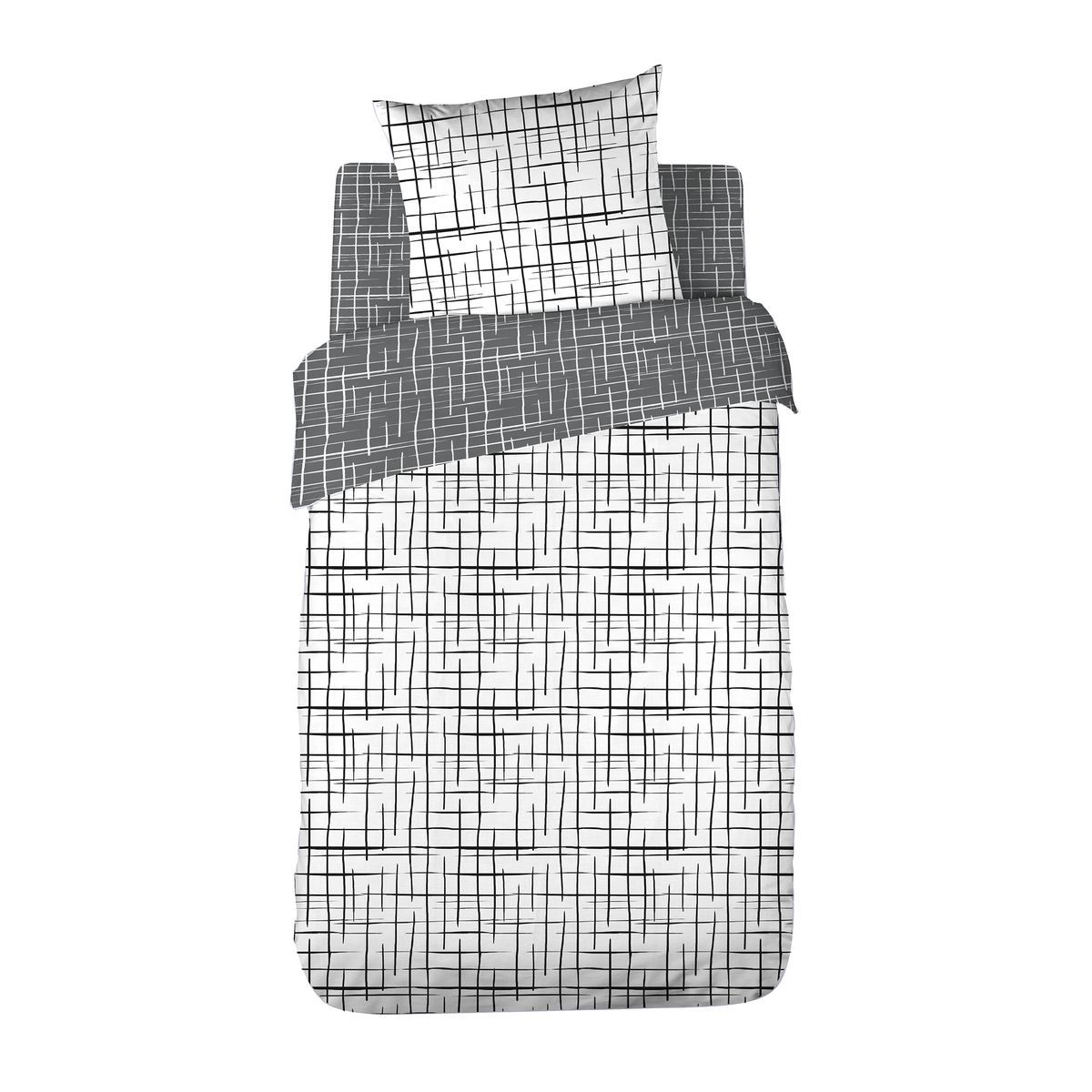 COTE DECO Parure housse de couette fantaisie en coton Bio 57 fils TERRAE