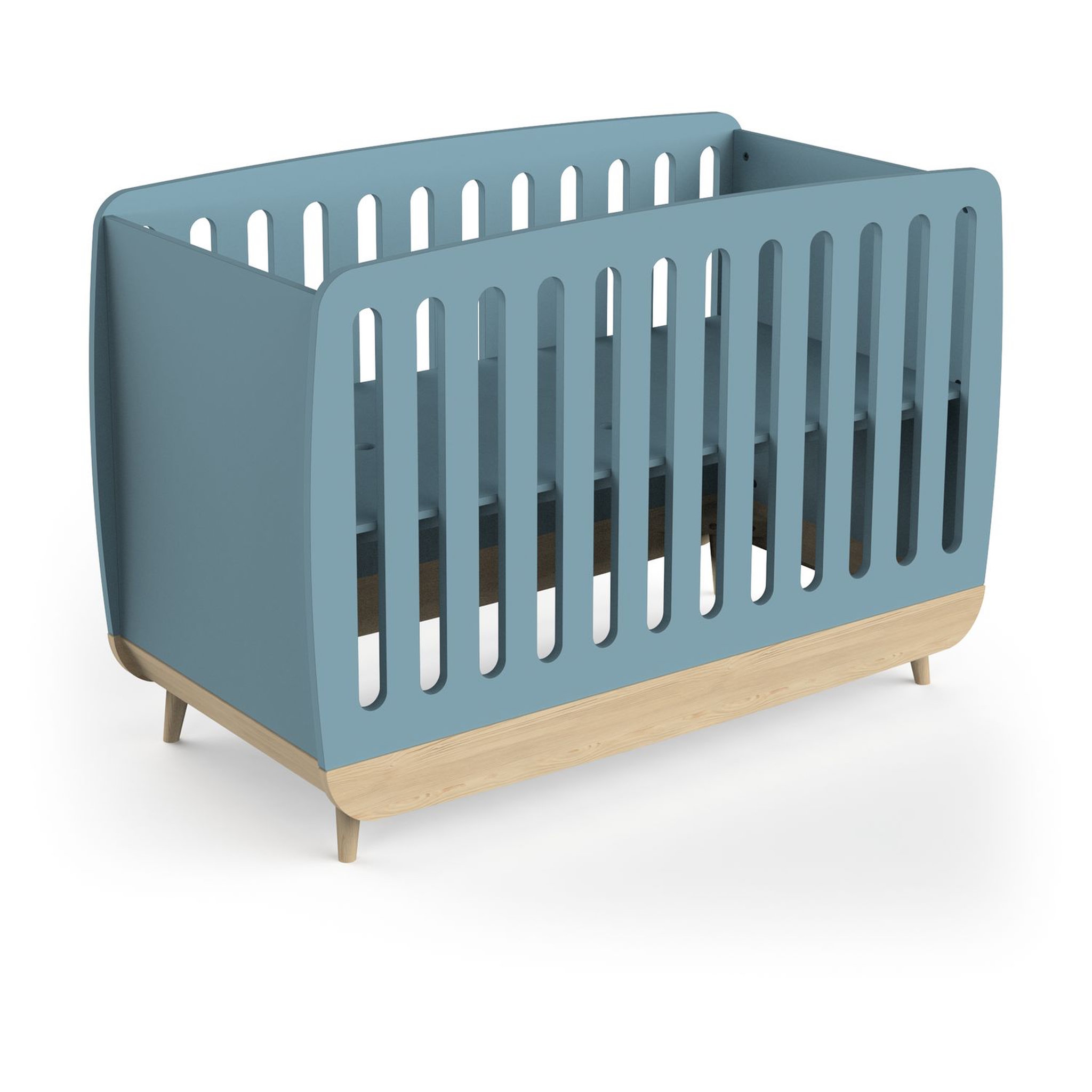 Voir la diapositive 4 : Lit bébé 60x120 cm sommier 3 positions bleu LINIA 