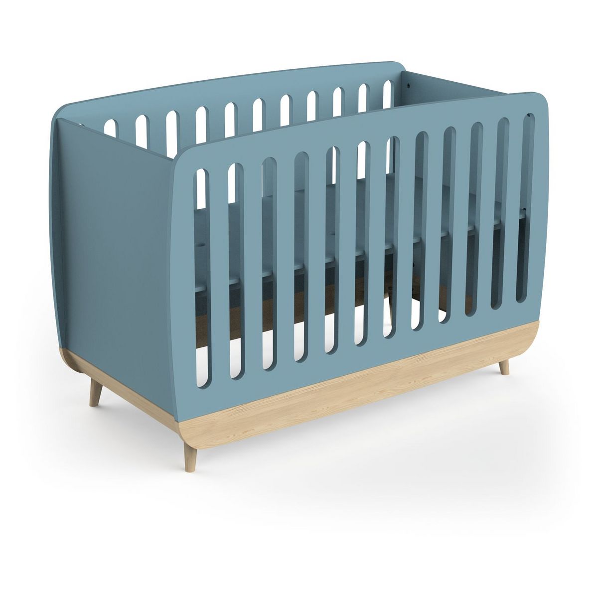 Lit bébé 60x120 cm sommier 3 positions bleu LINIA 