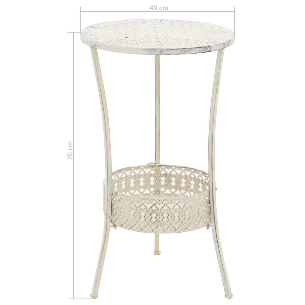 VIDAXL Table de bistro Style vintage Ronde Metal 40x70 cm Blanc