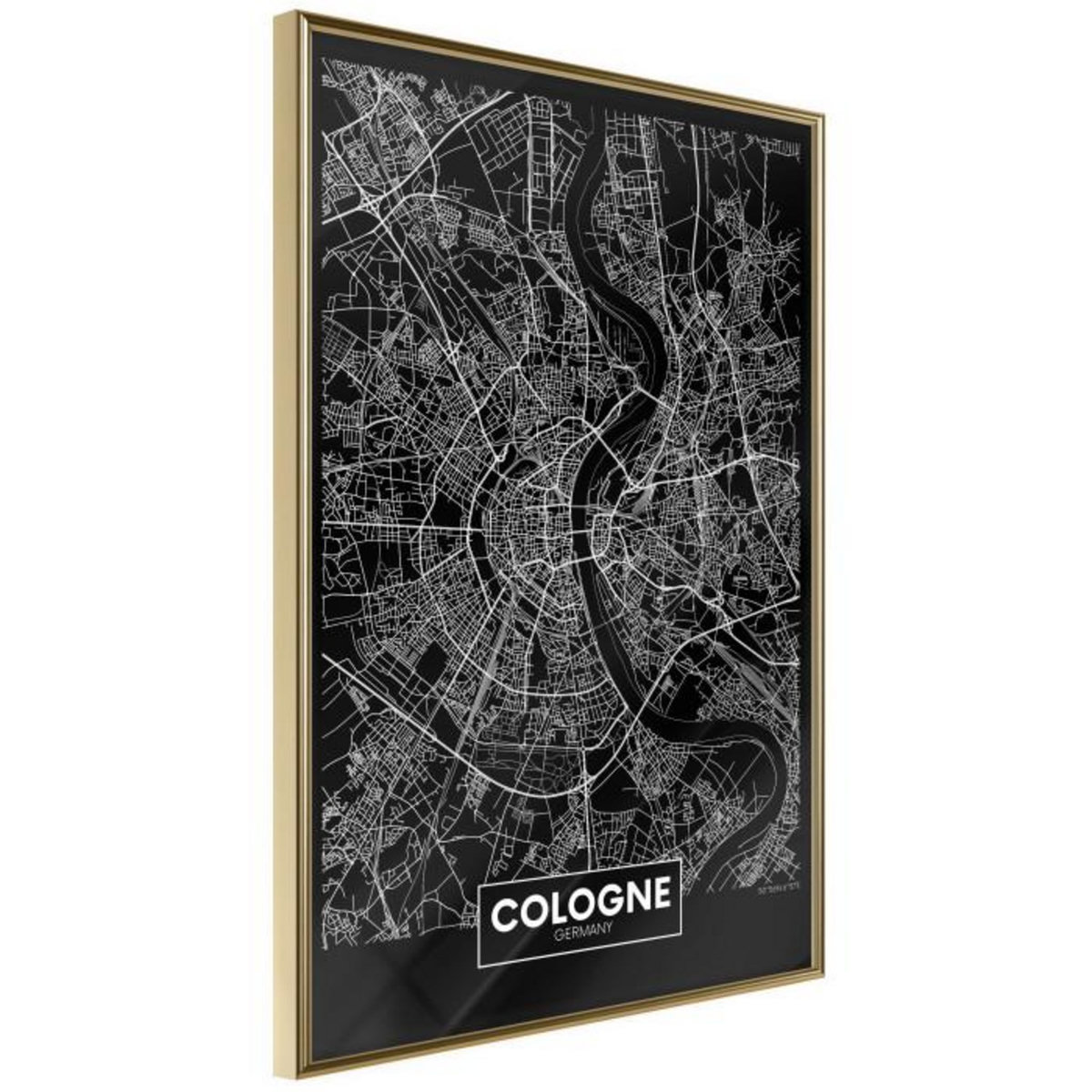 Paris Prix Affiche Murale Encadrée  City Map Cologne Dark