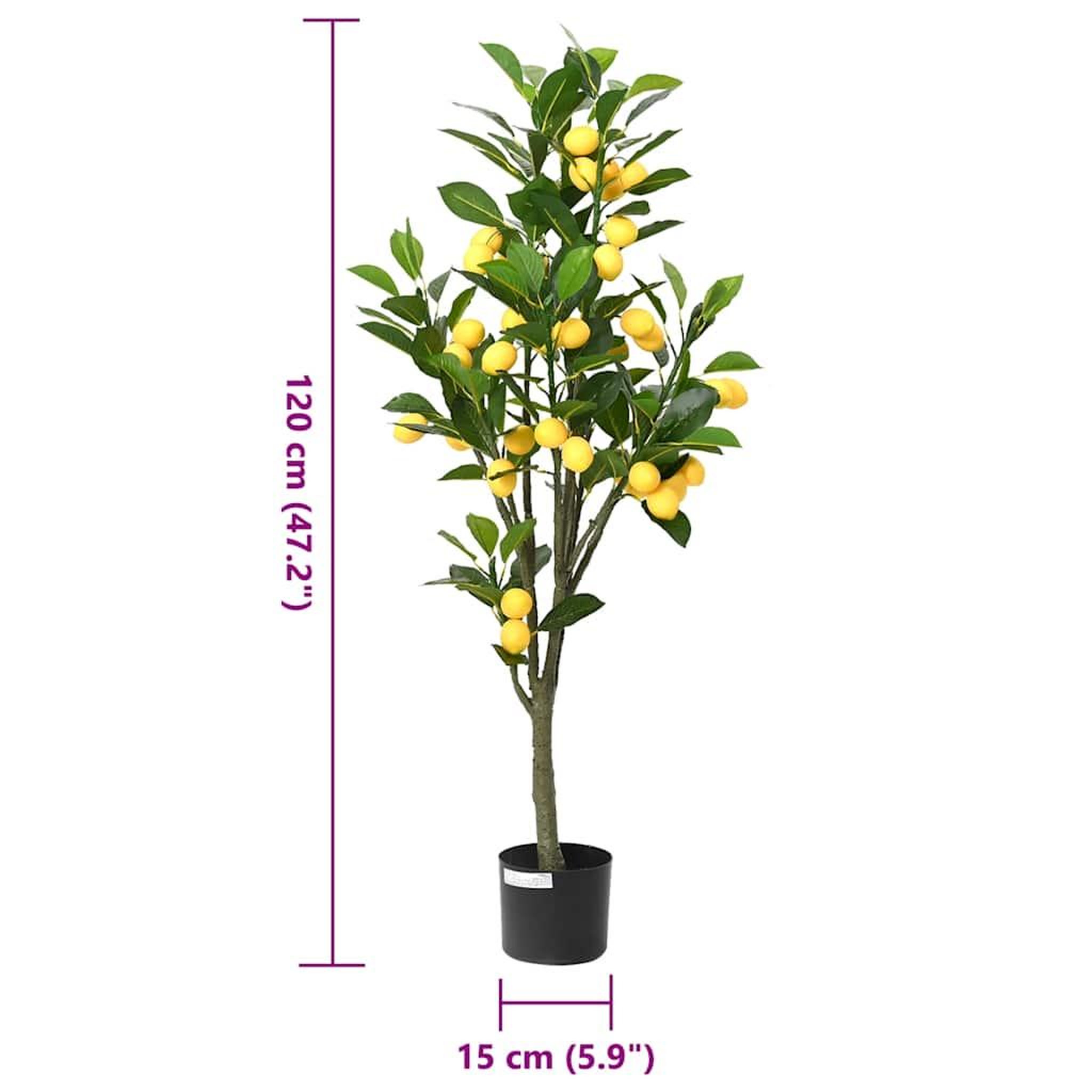 Voir la diapositive 6 : VIDAXL Citronnier artificiel 136 feuilles 120 cm vert