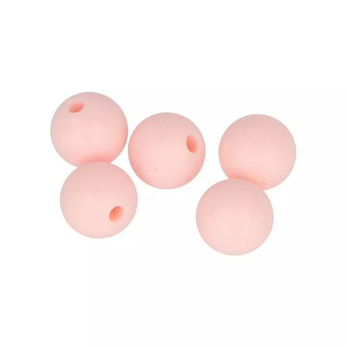 Artemio 5 perles silicone rondes - 10 mm - rose poudré
