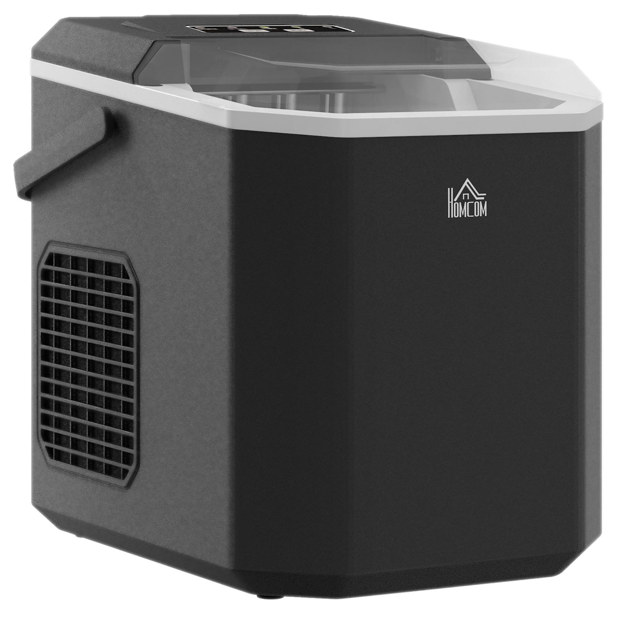 HOMCOM Machine à glaçons - 12Kg en 24H, 9 glaçons en 6-13 minutes - accessoires, nombreuses fonctions - noir