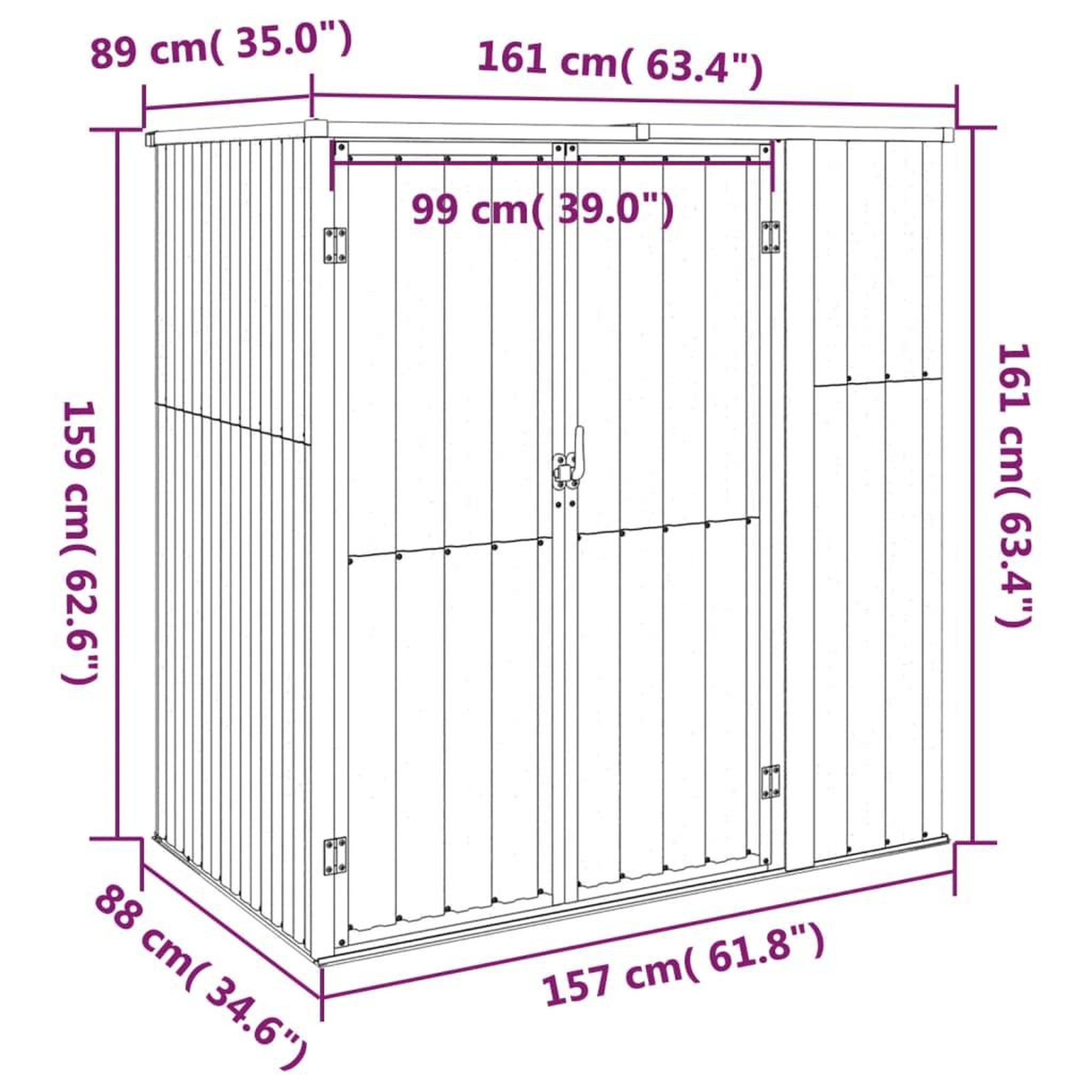 Voir la diapositive 6 : VIDAXL Abri a outils de jardin vert 161x89x161 cm acier galvanise