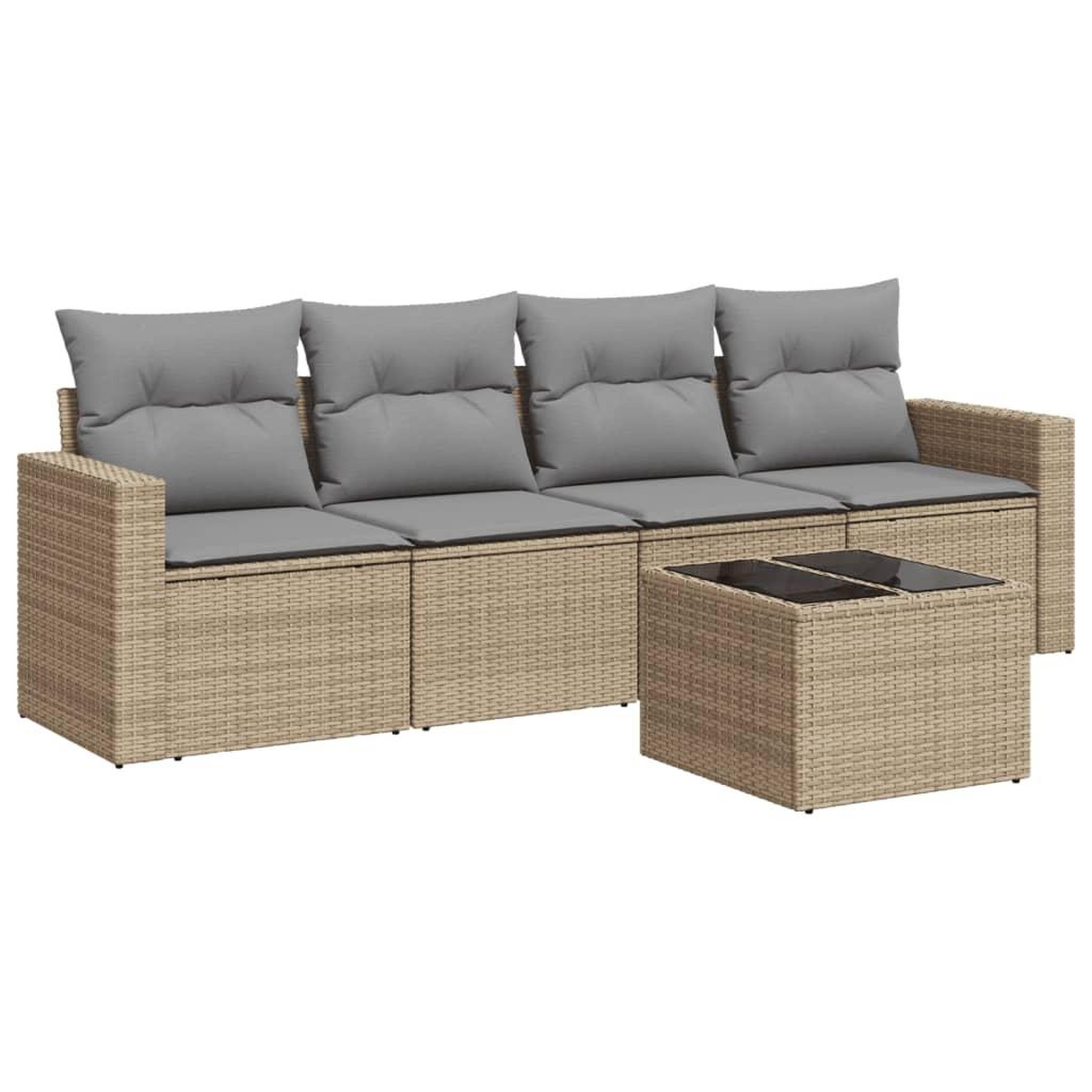 Voir la diapositive 2 : VIDAXL Salon de jardin avec coussins 5 pcs beige resine tressee